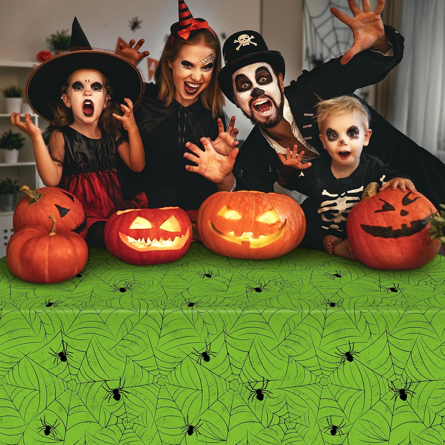 TREWAVE 3 Pack Halloween Spiderweb Tablecloth