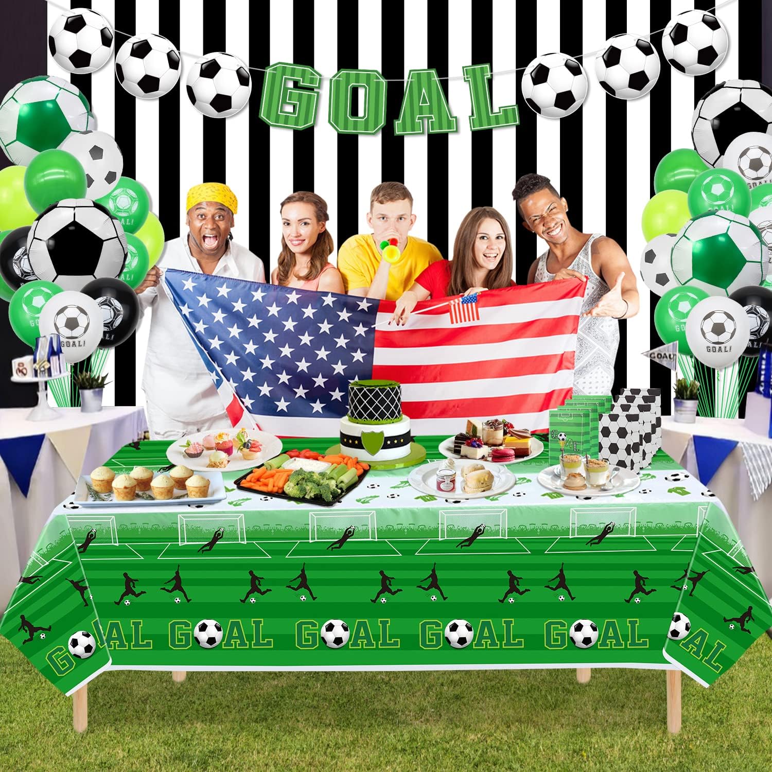 4 Pack Soccer Party Tablecloths - 51x106 Inches Disposable Cover