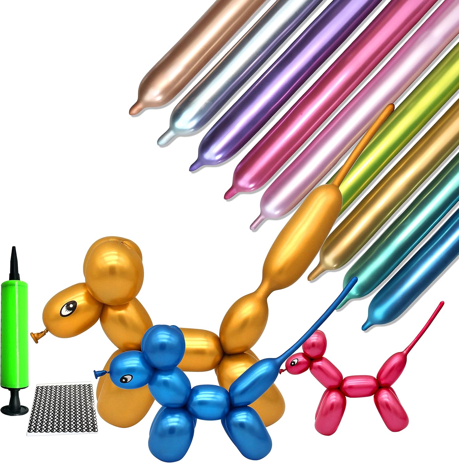 100pcs 260 Metallic Balloons Kit with Pump