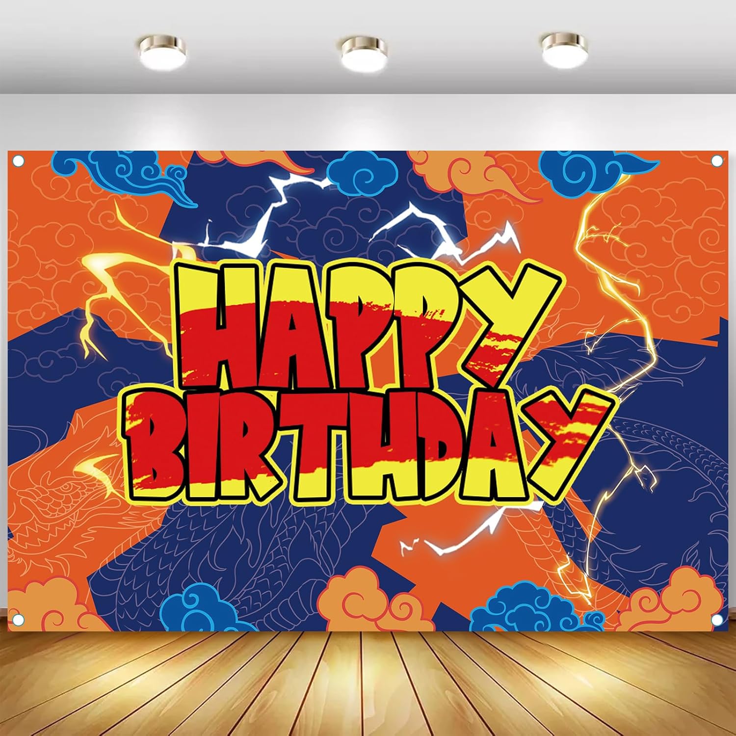 Anime Yellow Birthday Party Backdrop 7x5ft