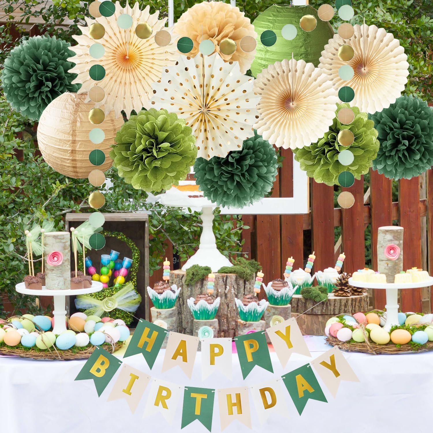 Olive Green Birthday Decorations Set