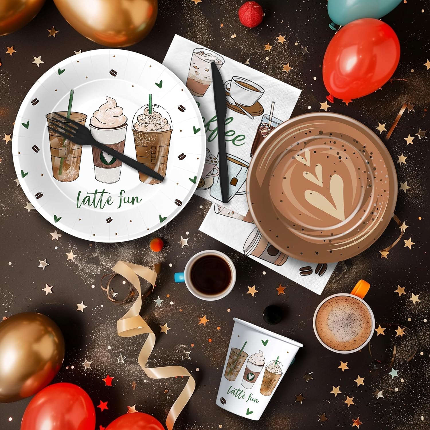Coffee Party Decorations Tableware Set Serves 24