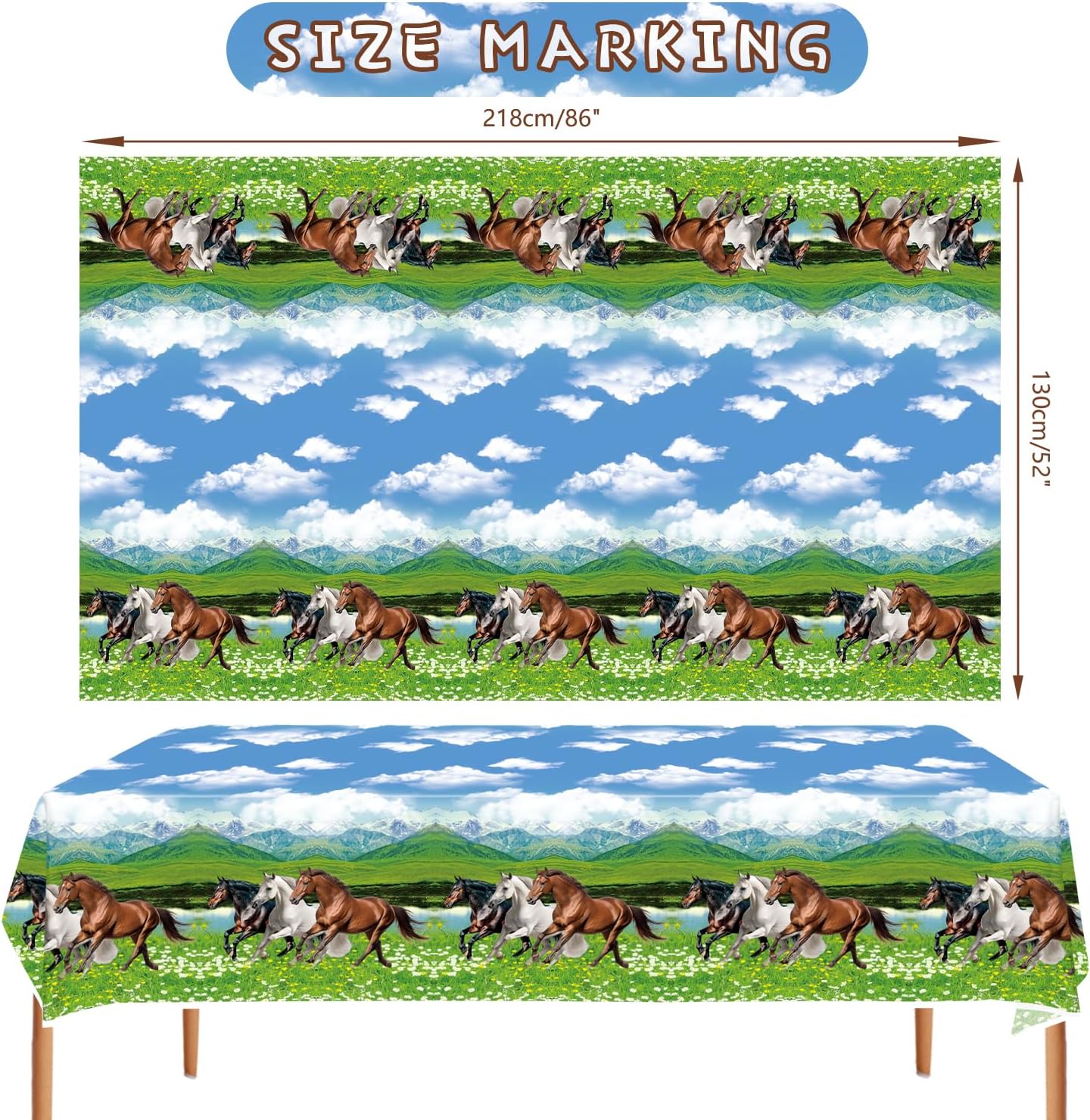 4 Pack Horse Themed Tablecloths for Parties