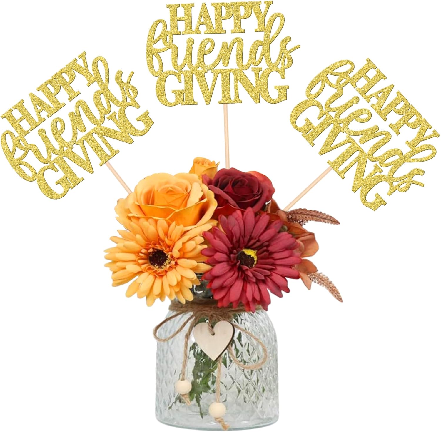 12 PCS Happy Thanksgiving Centerpiece Sticks Gold