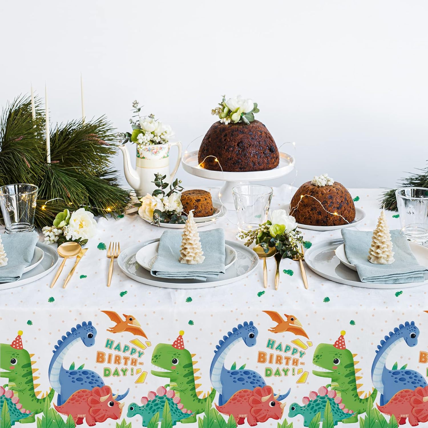 Dinosaur Party Tablecloths 3PCS 54x108 Inch Waterproof