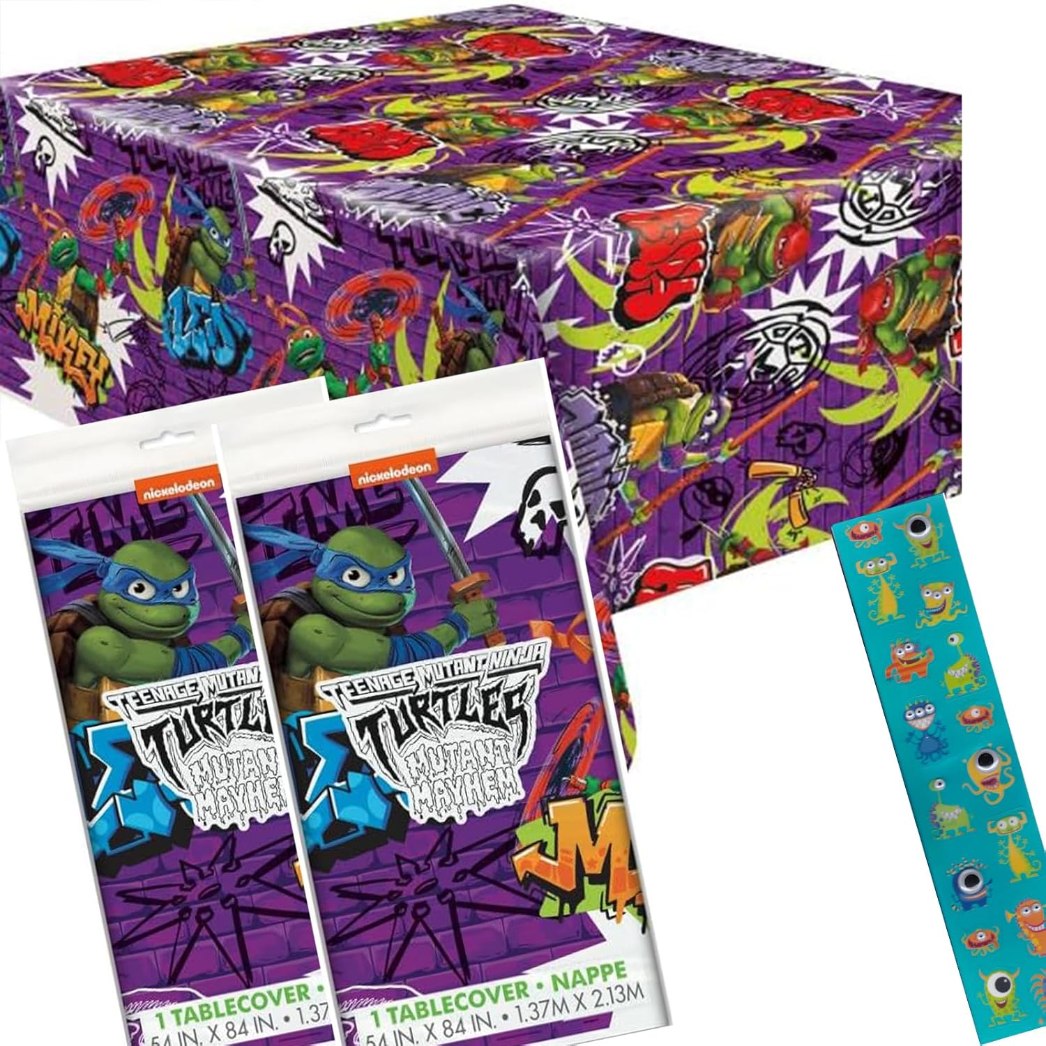 Unique TMNT Birthday Table Covers 2 Pack and Sticker Sheet