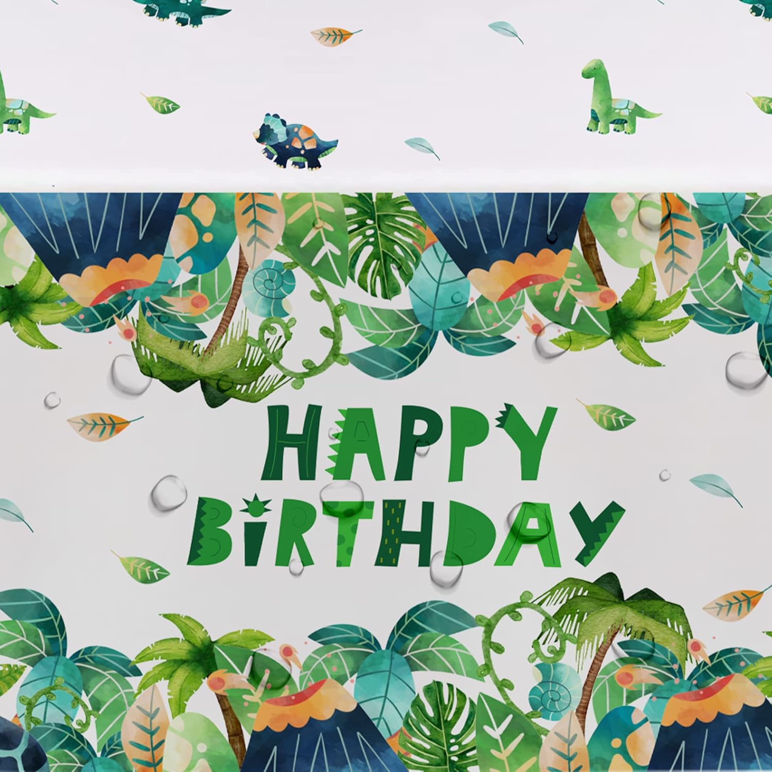 Dinosaur Birthday Tablecloth Set of 3 54x108 Inches