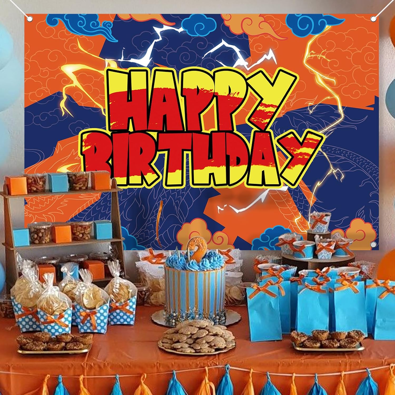Anime Yellow Birthday Party Backdrop 7x5ft