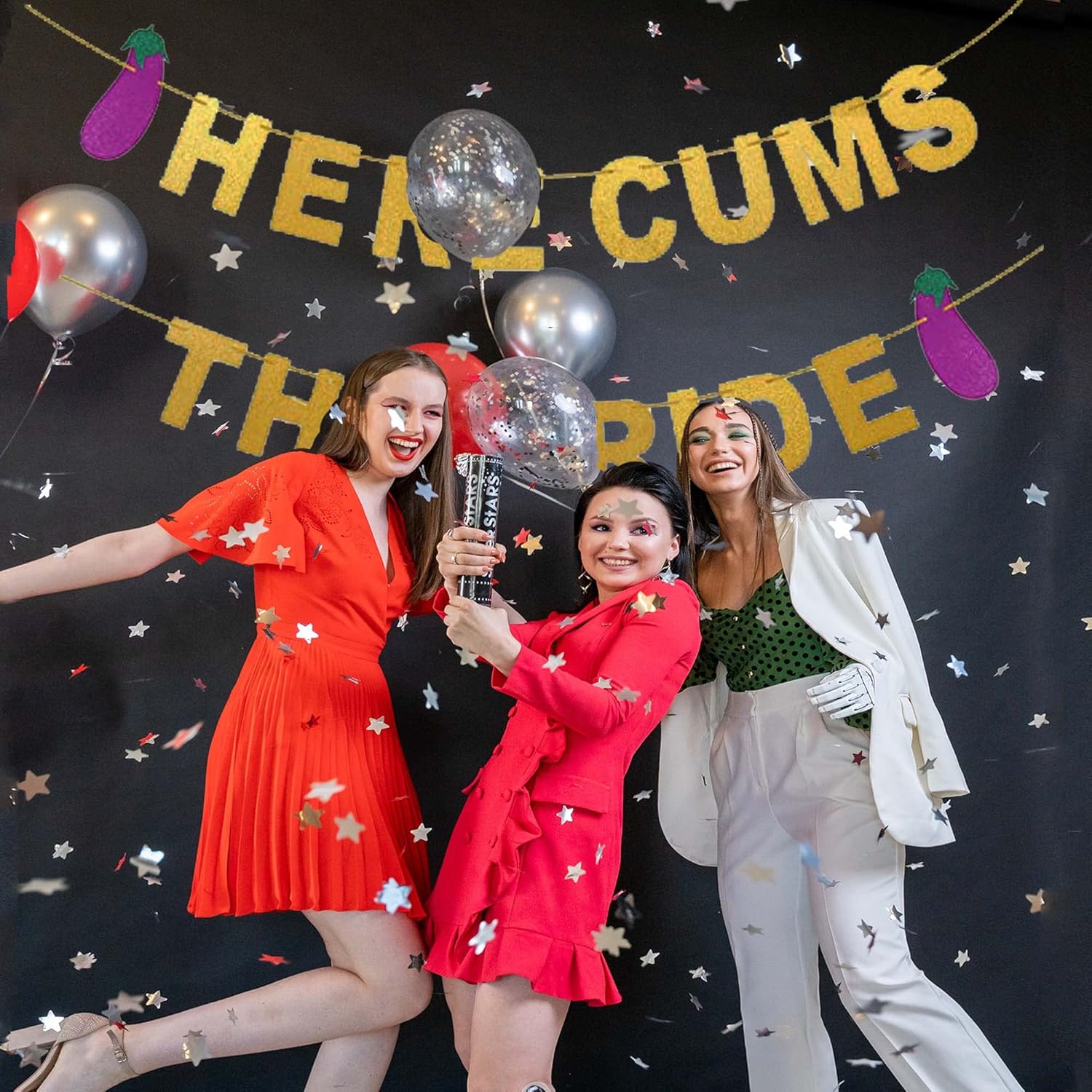 Ucity Here Comes The Bride Gold Glitter Banner