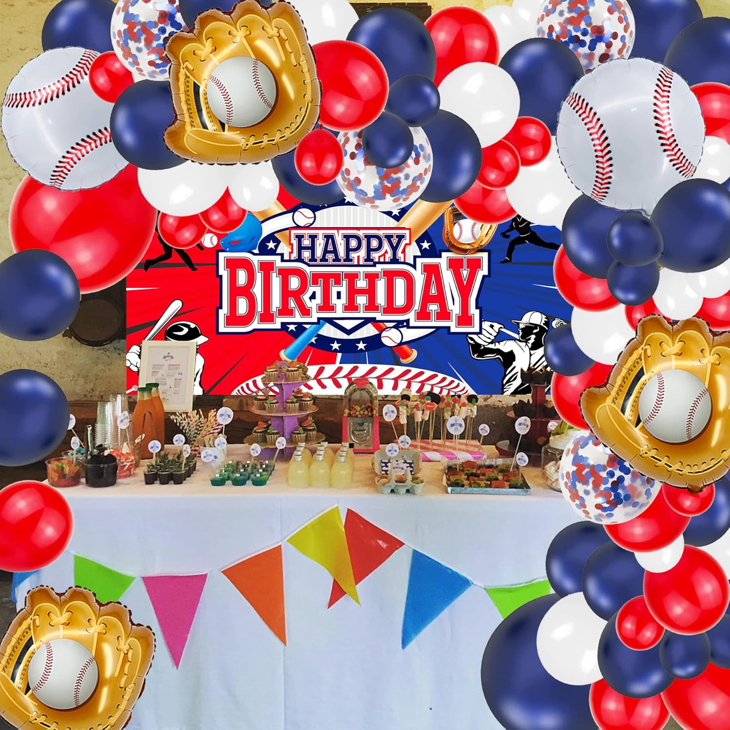 Baseball Balloon Arch Garland 146 Pcs Set