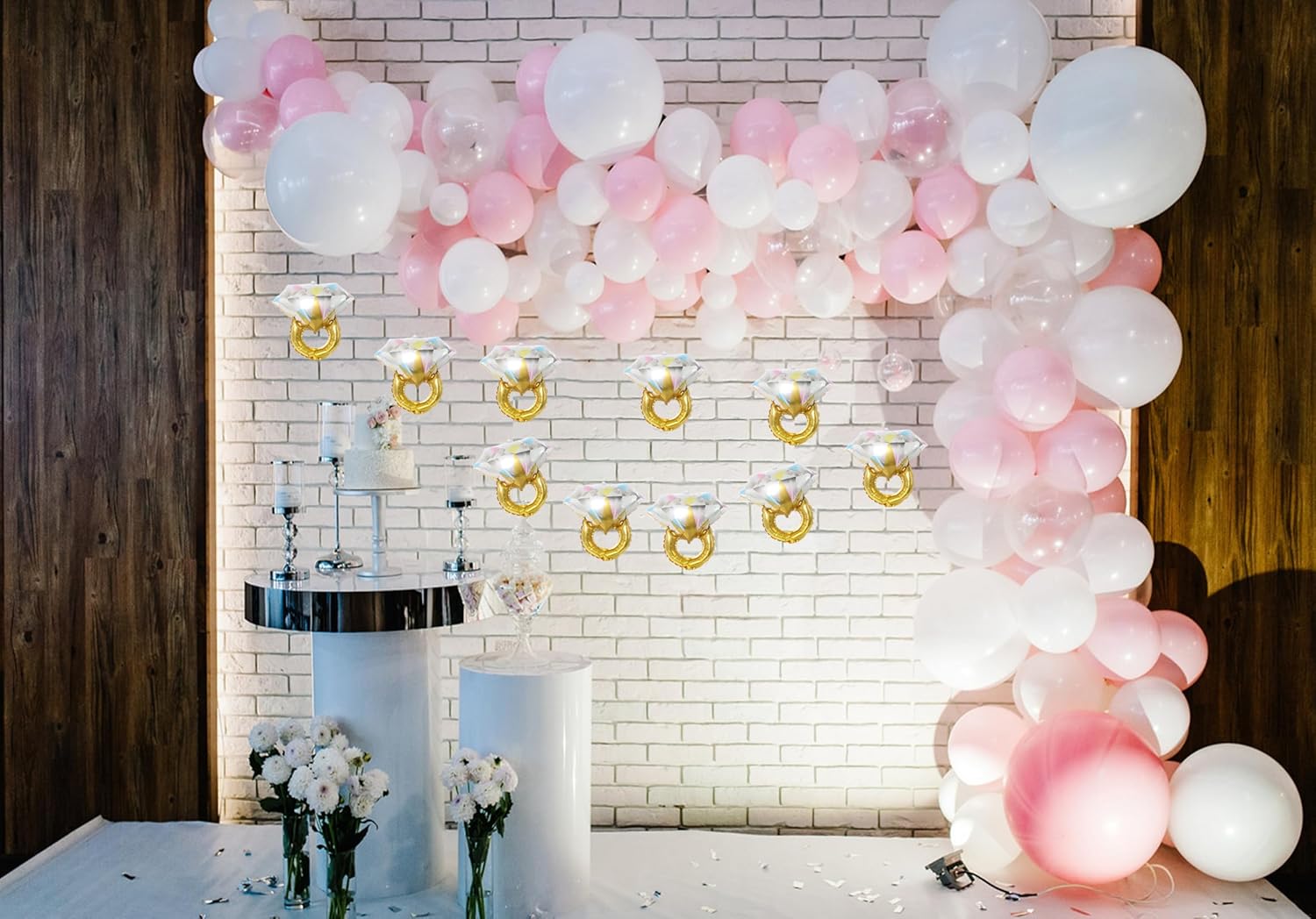10Pcs Mini Diamond Ring Balloons for Engagement and Anniversary Parties