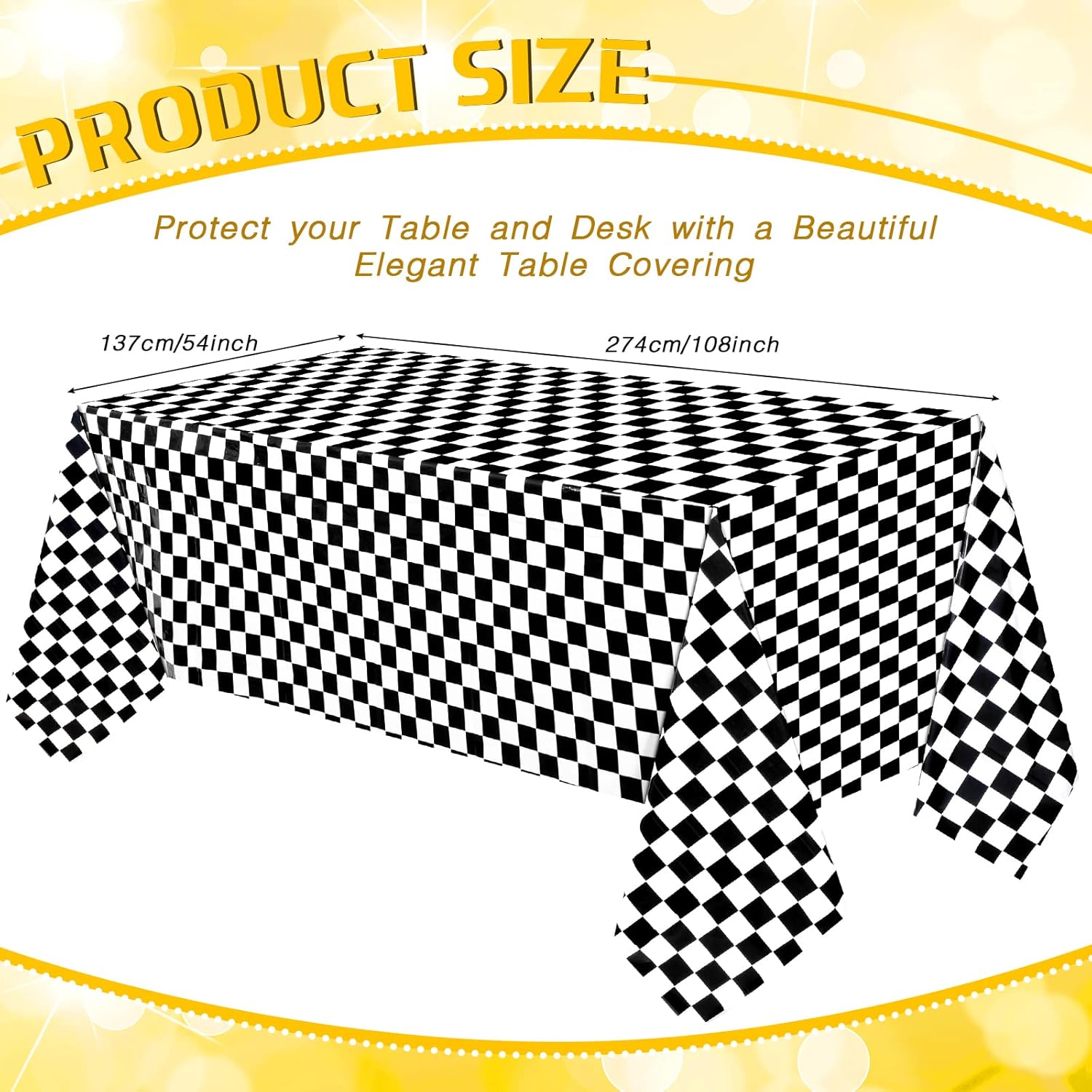 3 Racing Car Tablecloths 54 x 108 Inch Checkered Plastic Party Covers