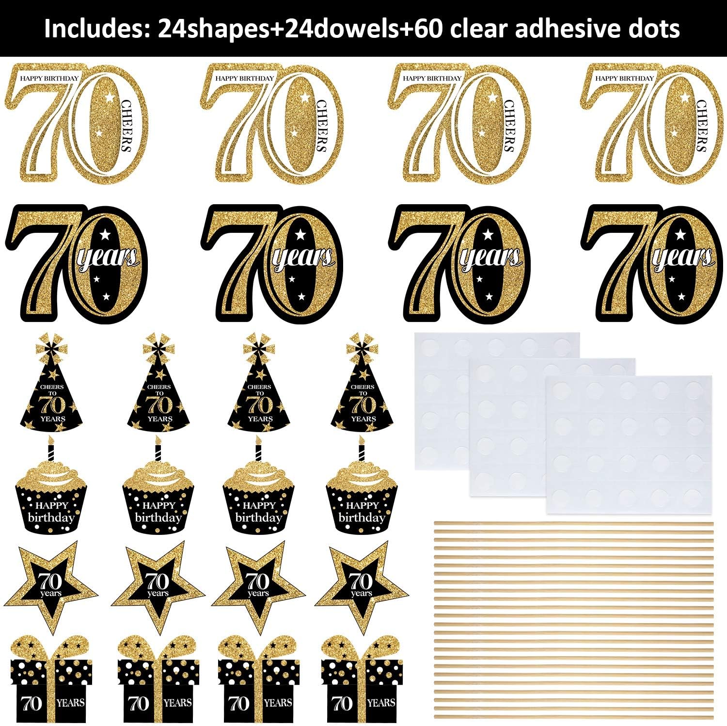 Blulu 70th Birthday Decor Centerpiece Set 24 Pieces