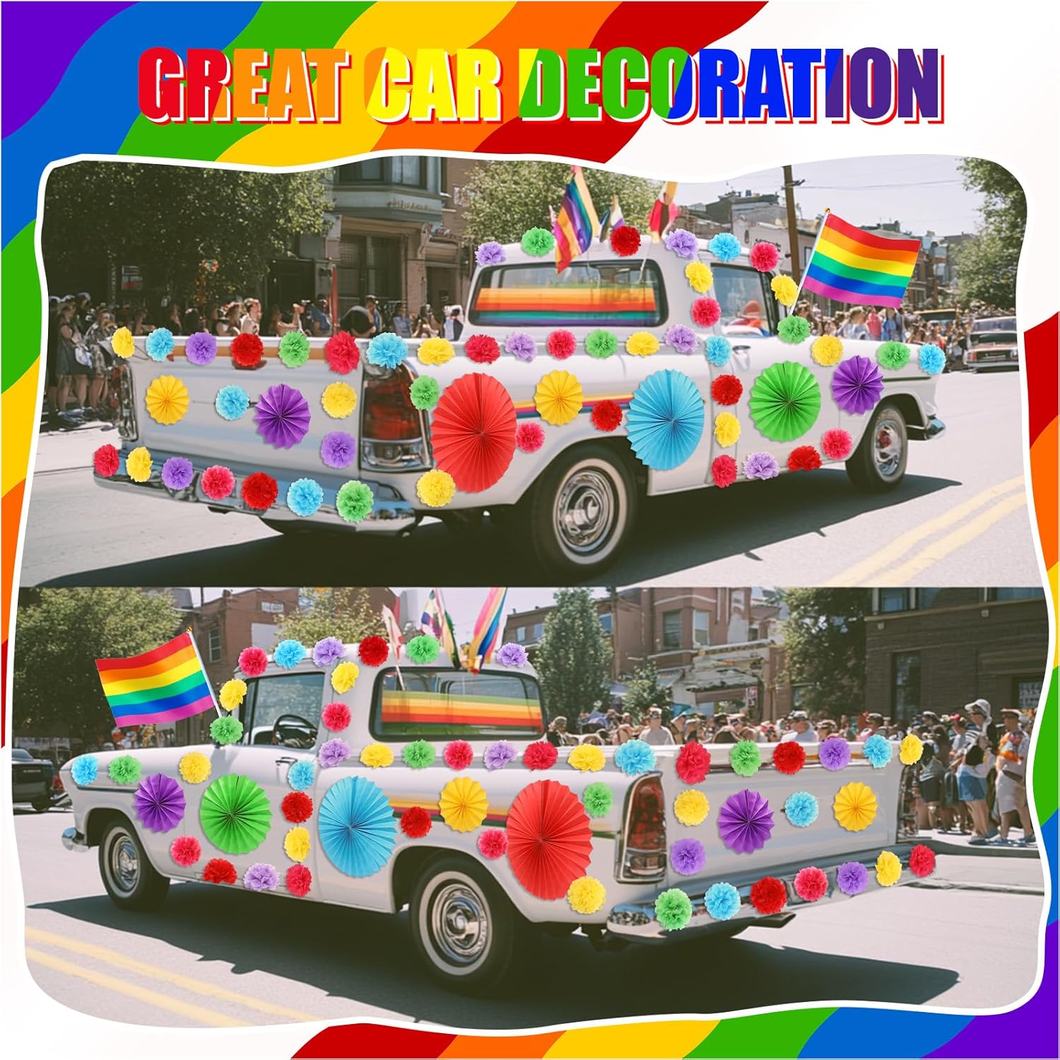 AmazingSpark 48 Pcs Rainbow Decorations for Car and Party