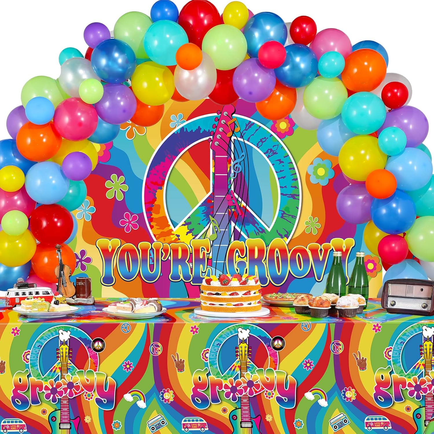 60s Hippie Party Decorations Kit