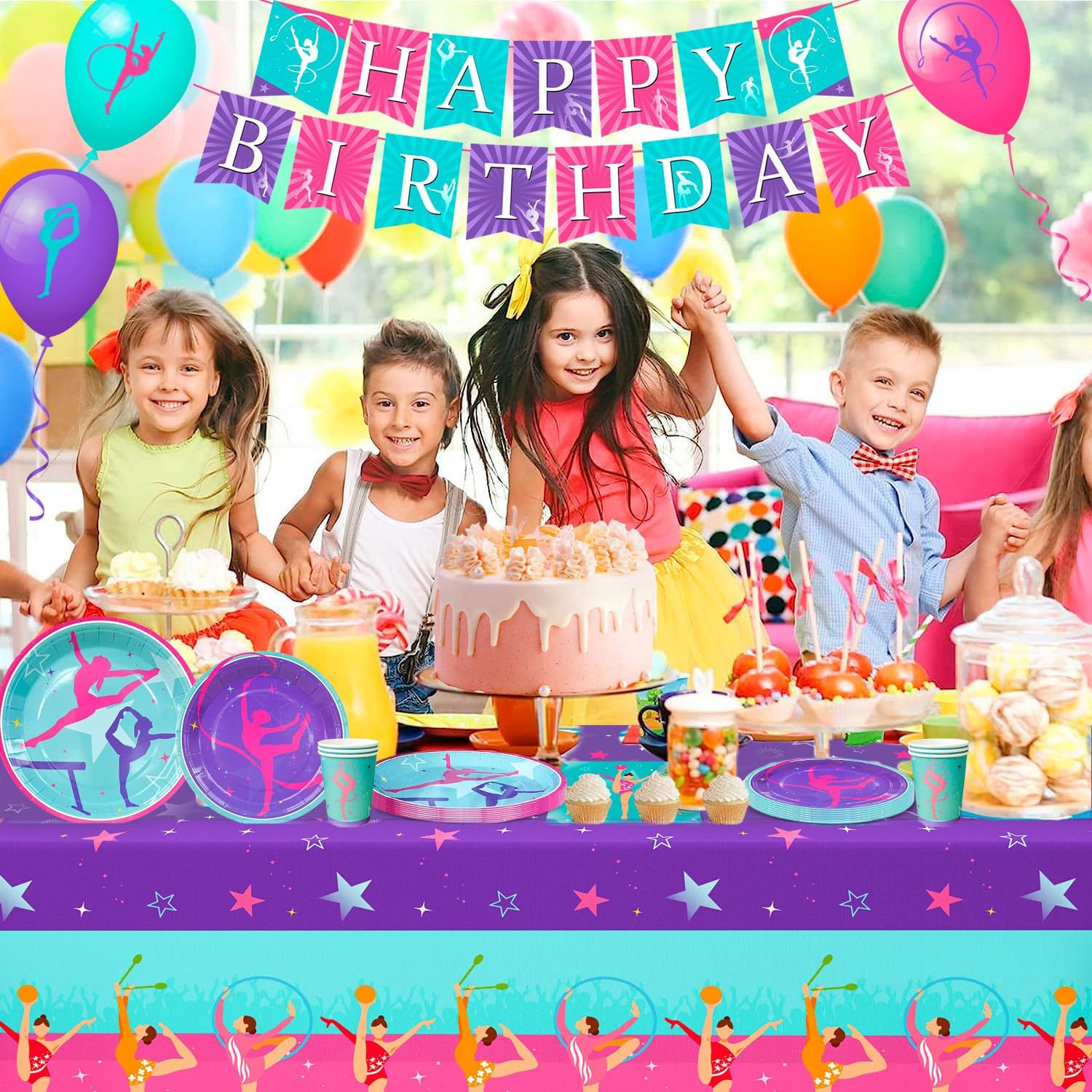 Gymnastics Birthday Party Decorations Set