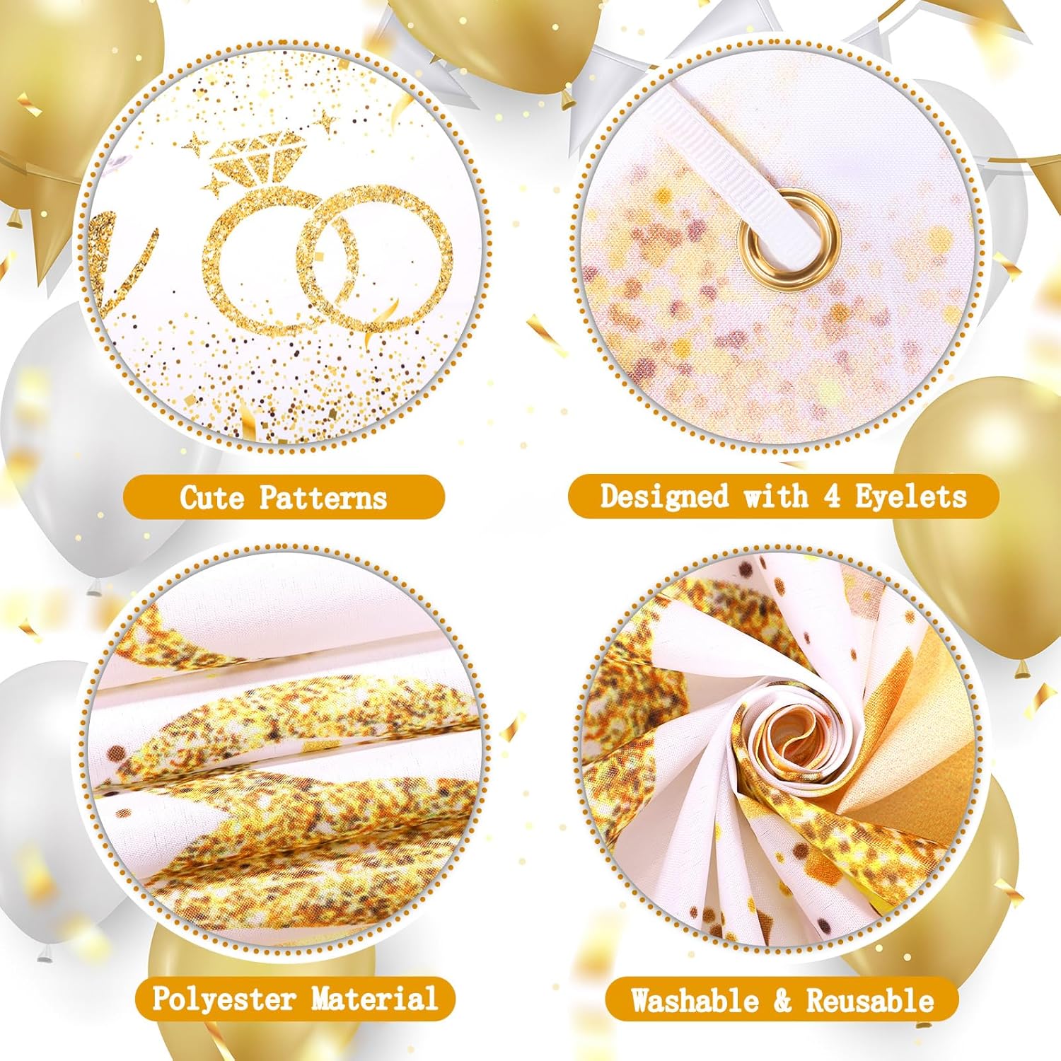 Gold Engagement Party Decorations Happy Engagement Yard Banner Backdrop