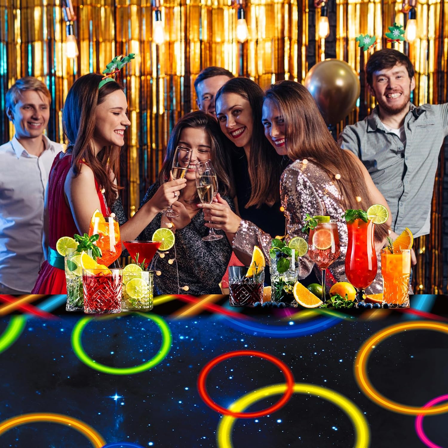 Irenare Neon Tablecloths 54x108 Inch Glow Party Decor