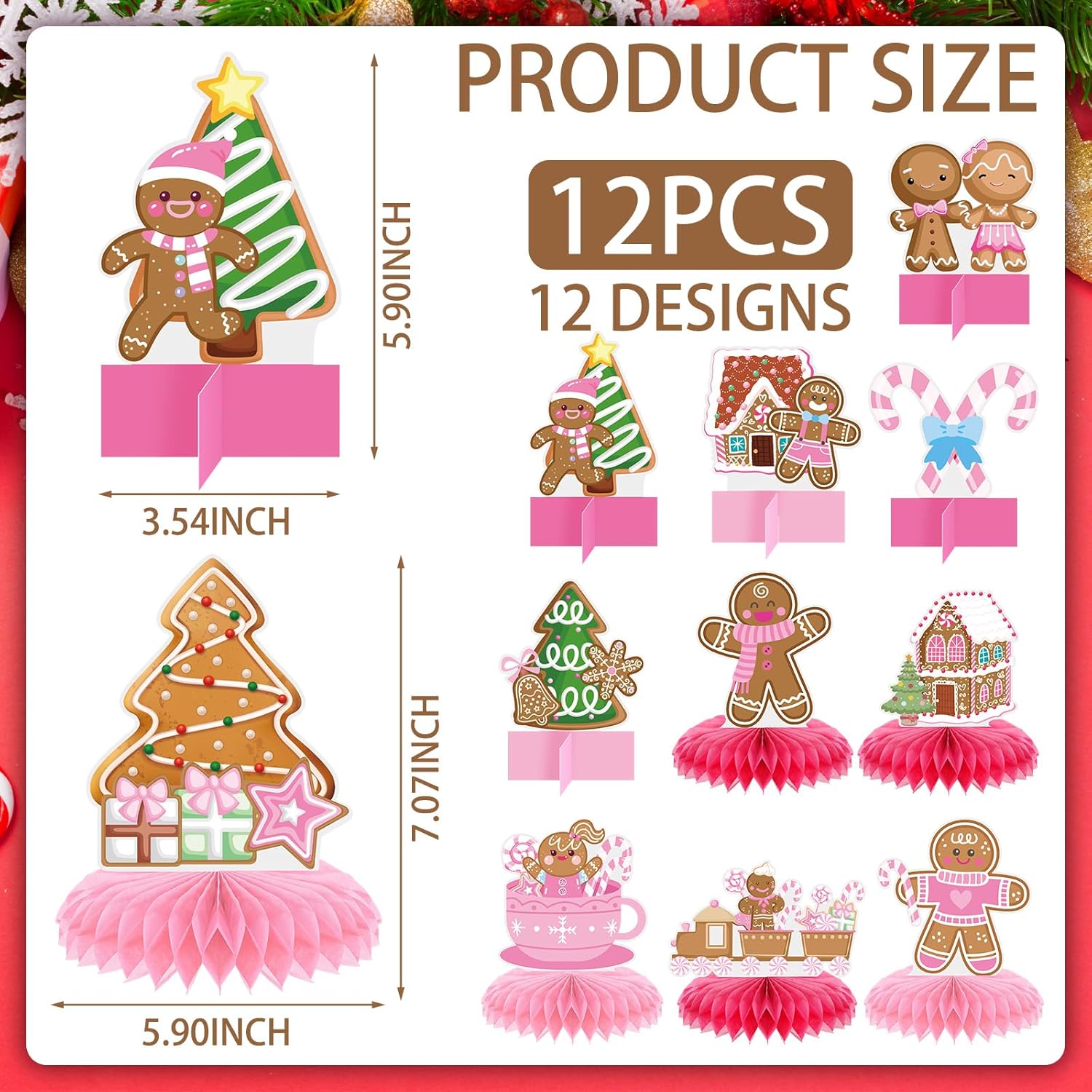 Poen 12 Pcs Gingerbread Man Honeycomb Centerpieces