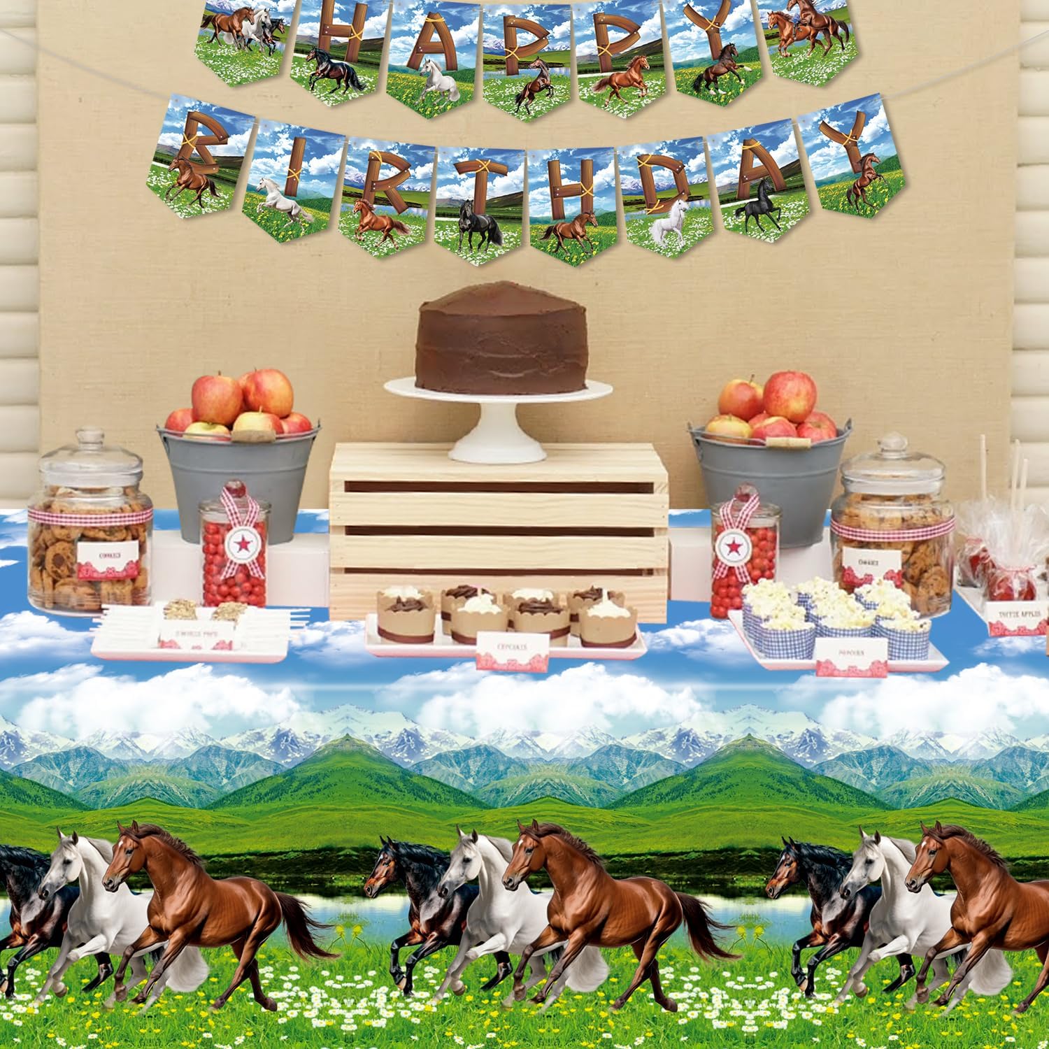 4 Pack Horse Themed Tablecloths for Parties