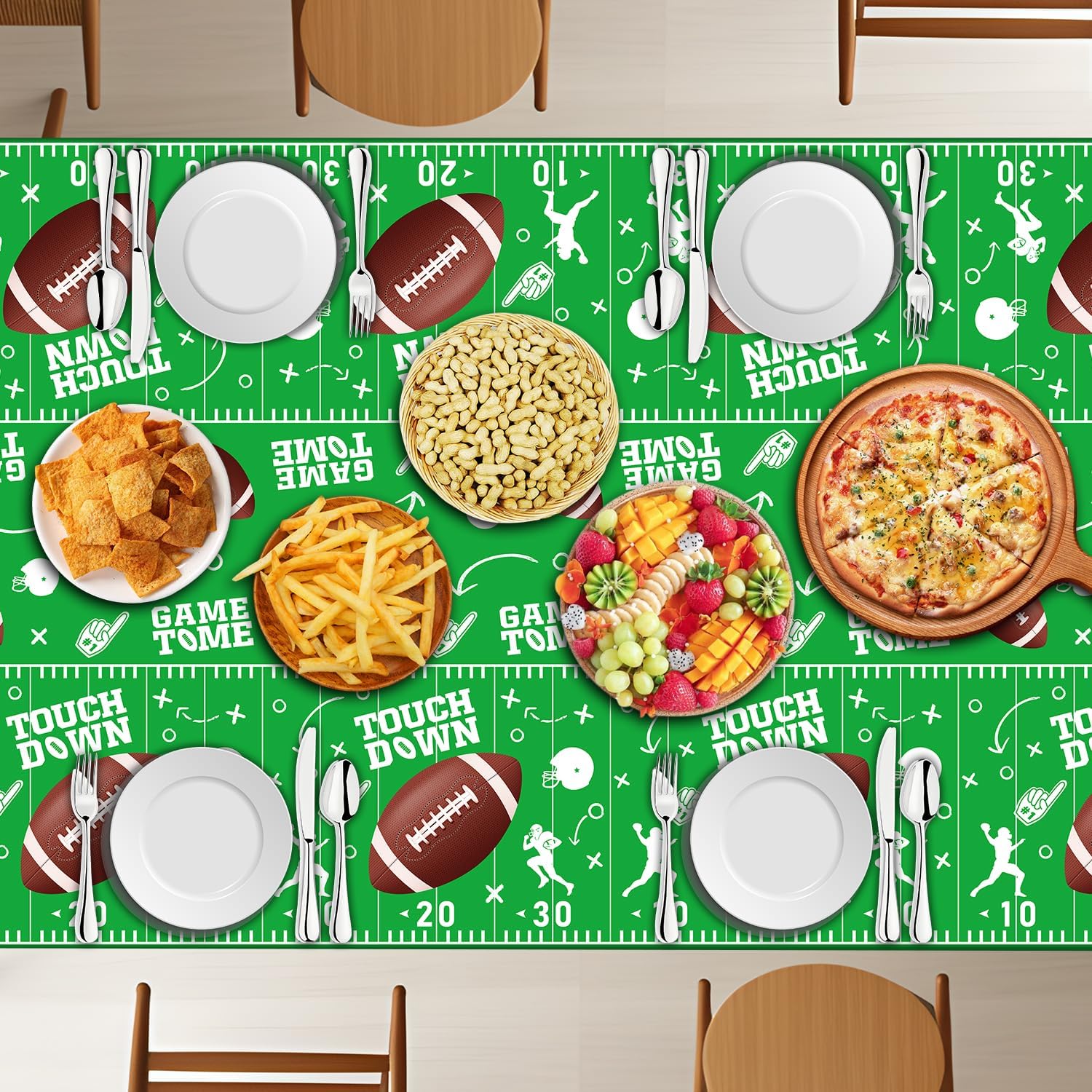 4 Pack Football Themed Tablecloths 51x86 Inch