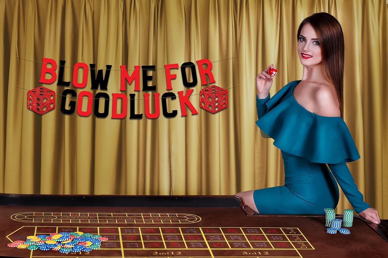 Casino Themed Glitter Banner for Parties