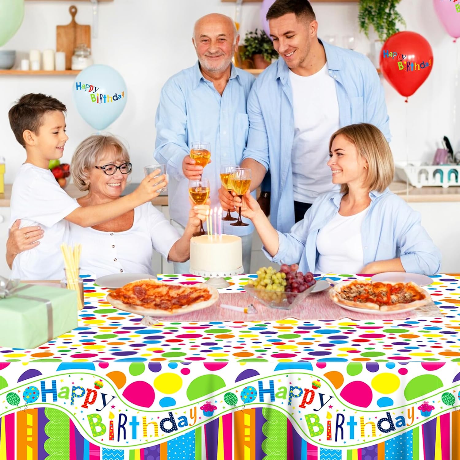 Adirasenotek 3Pcs Birthday Tablecloth Decorations