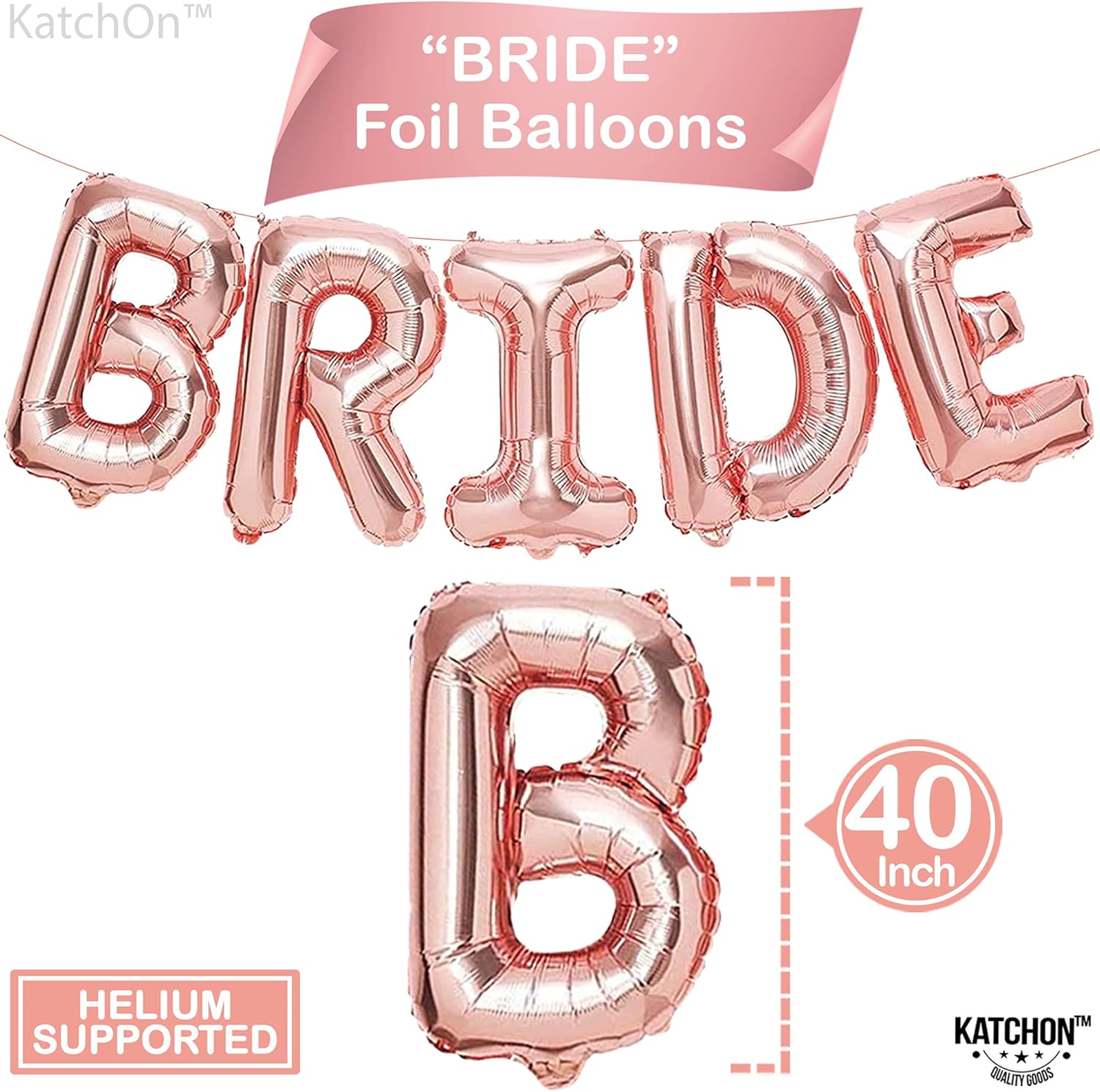 KatchOn Giant Rose Gold Bride Balloons 40 Inch