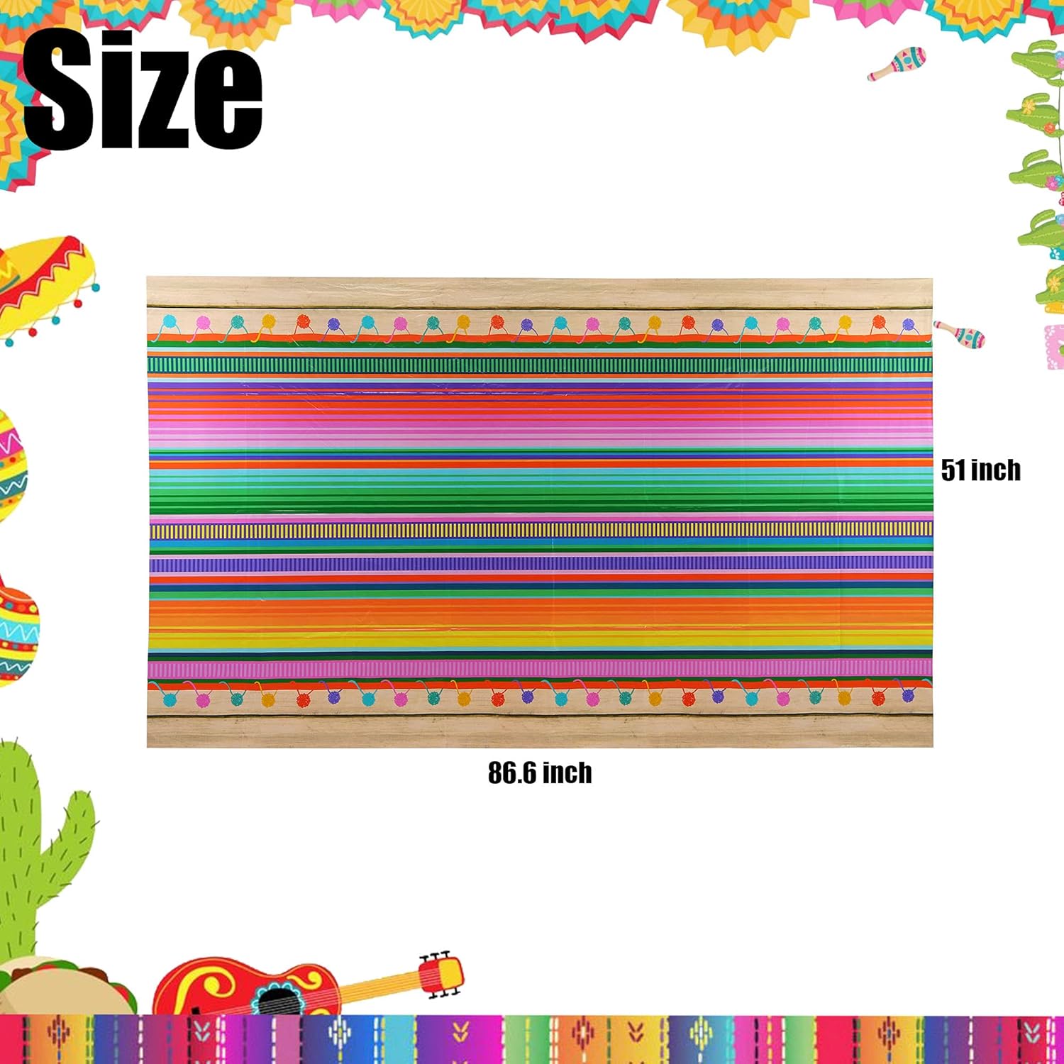 GGDE 2 Pcs Cinco De Mayo Tablecloth for Fiesta Parties