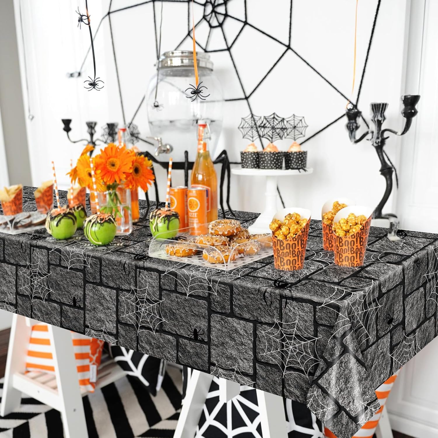 3-Pack Halloween Spiderweb Tablecloth 54x108 Inch