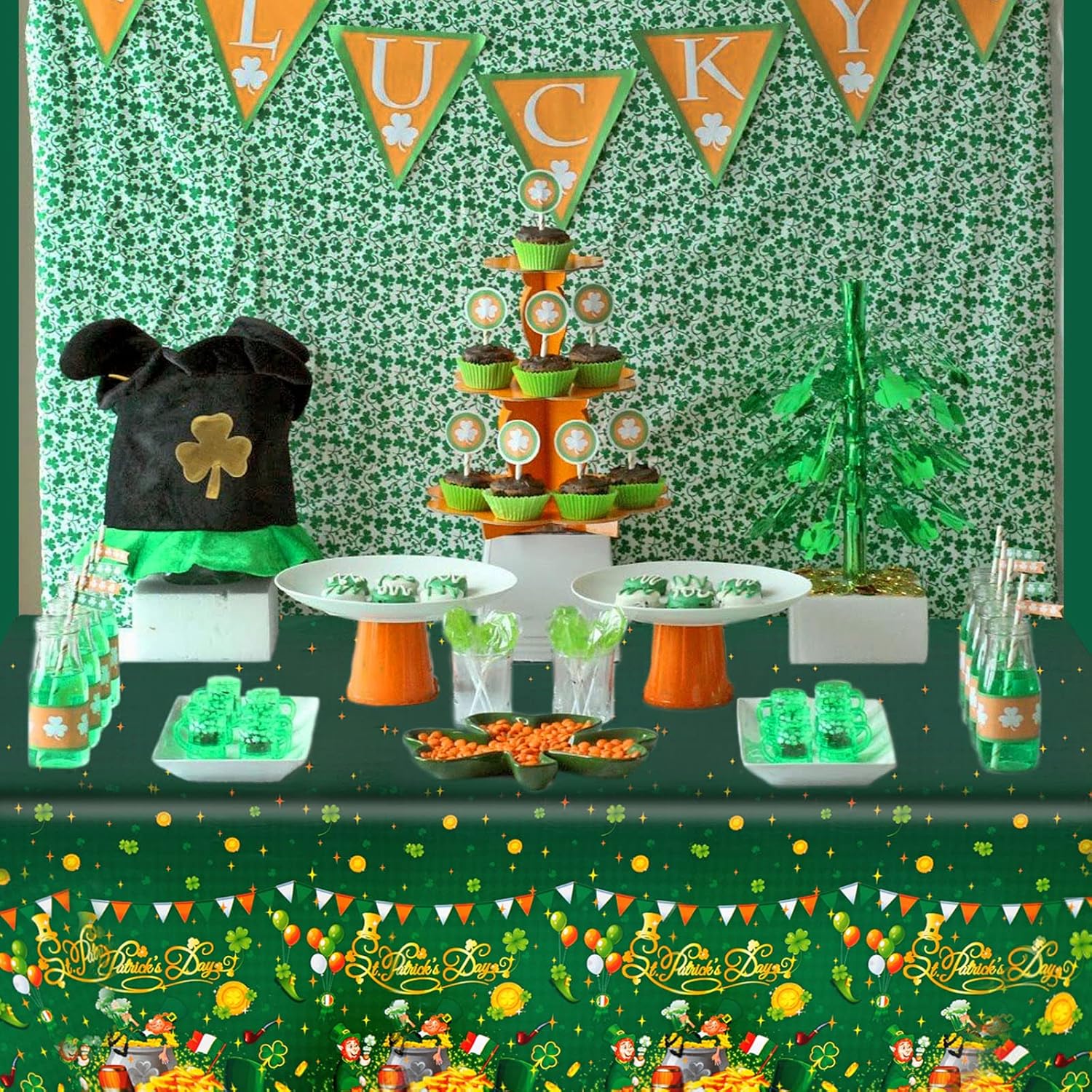 HOWAF 3pcs St Patricks Day Table Cover Set