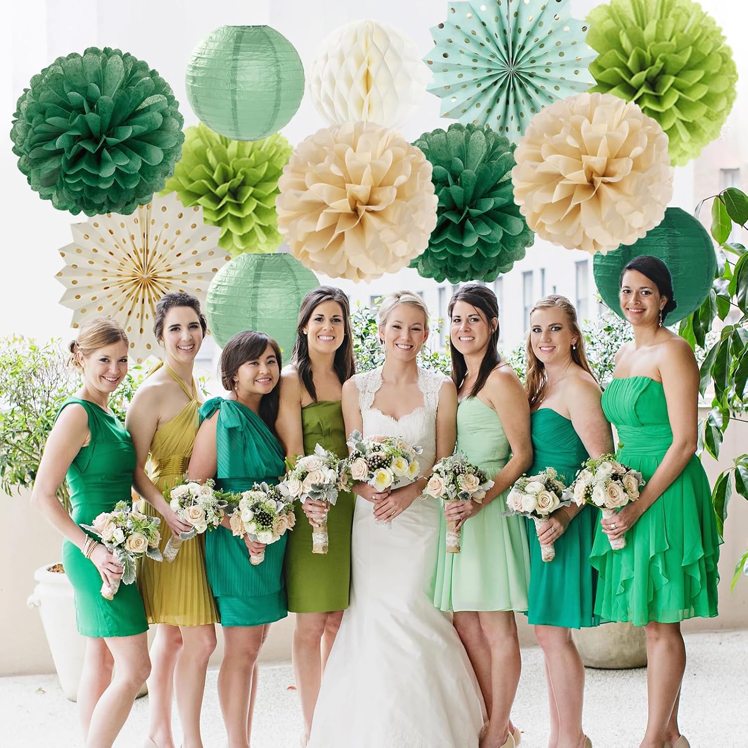 Sage Green Gold Party Decorations Kit - 14pcs