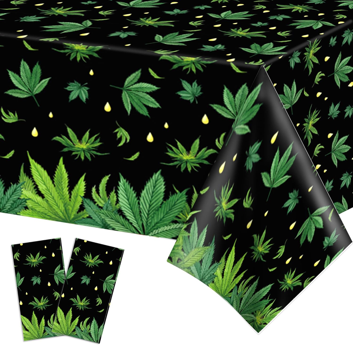 Parrtty Hurrican 2 PCS Weed Party Tablecloths 87x51 Inches Plastic Covers