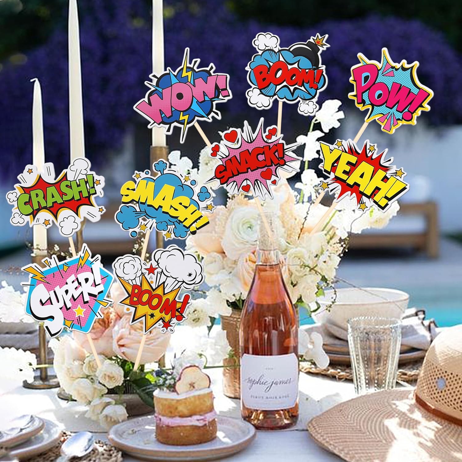 18 PCS Hero Themed Centerpiece Sticks for Party Decorations