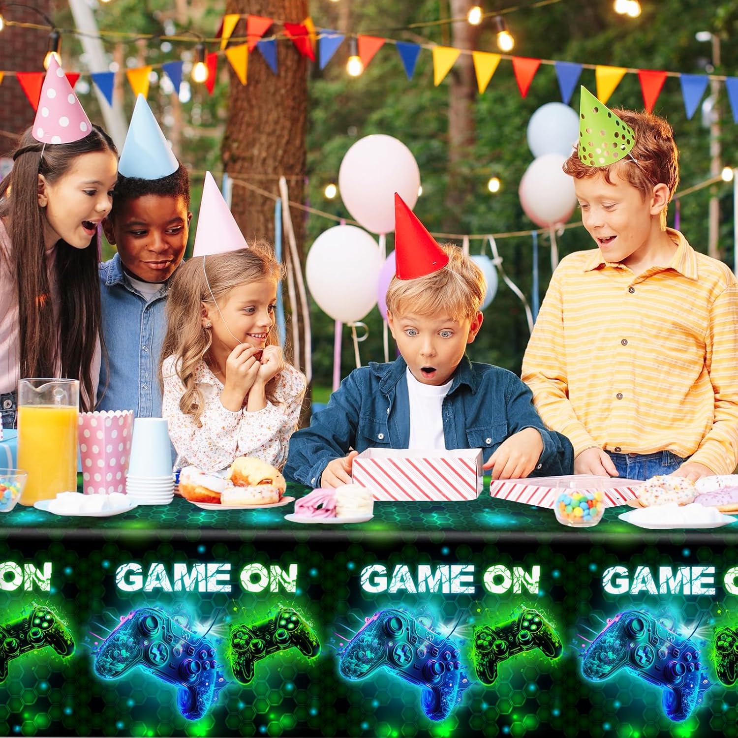 3 Pieces Gamer Party Tablecloths - 71 x 43 Disposable Gaming Table Cover