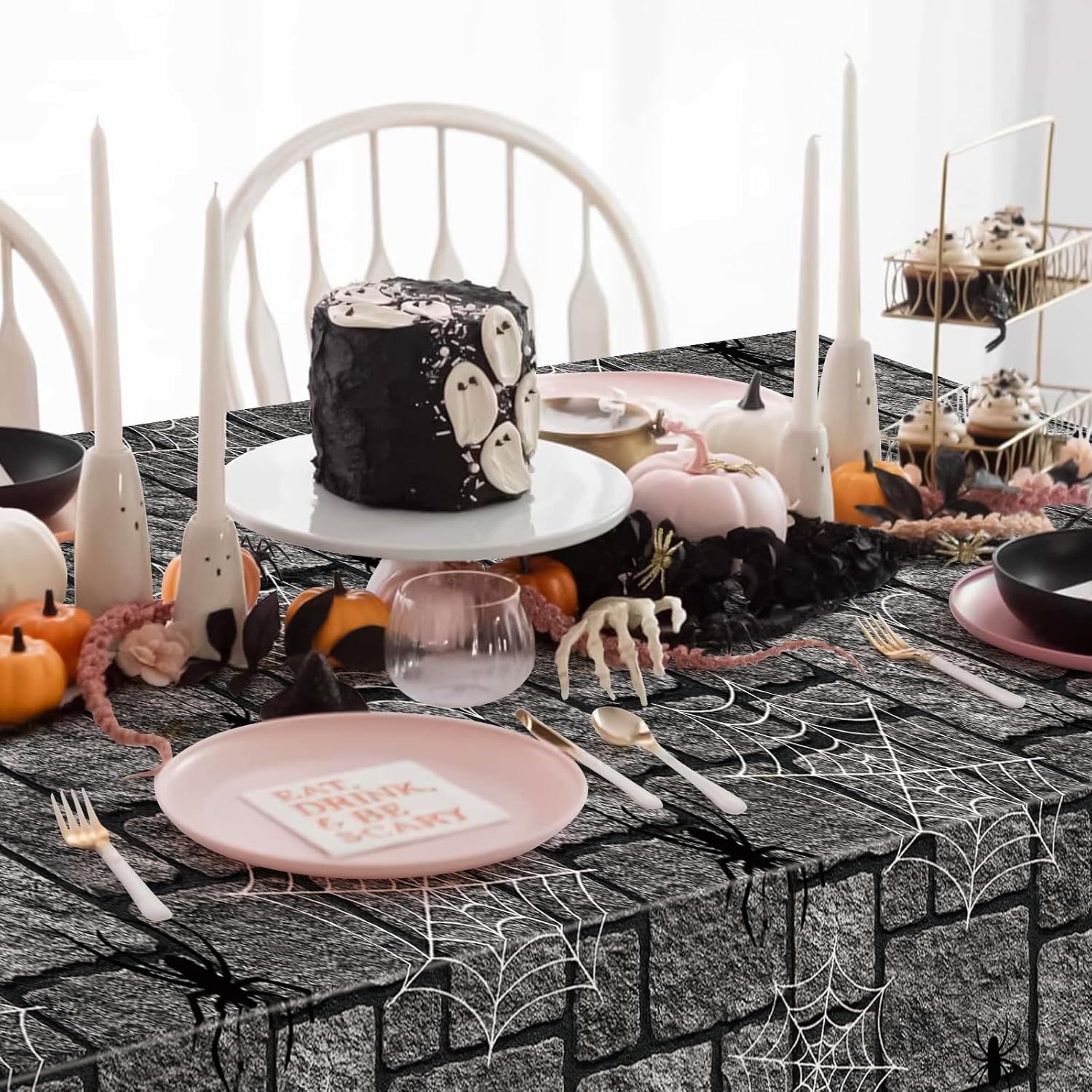3-Pack Halloween Spiderweb Tablecloth 54x108 Inch