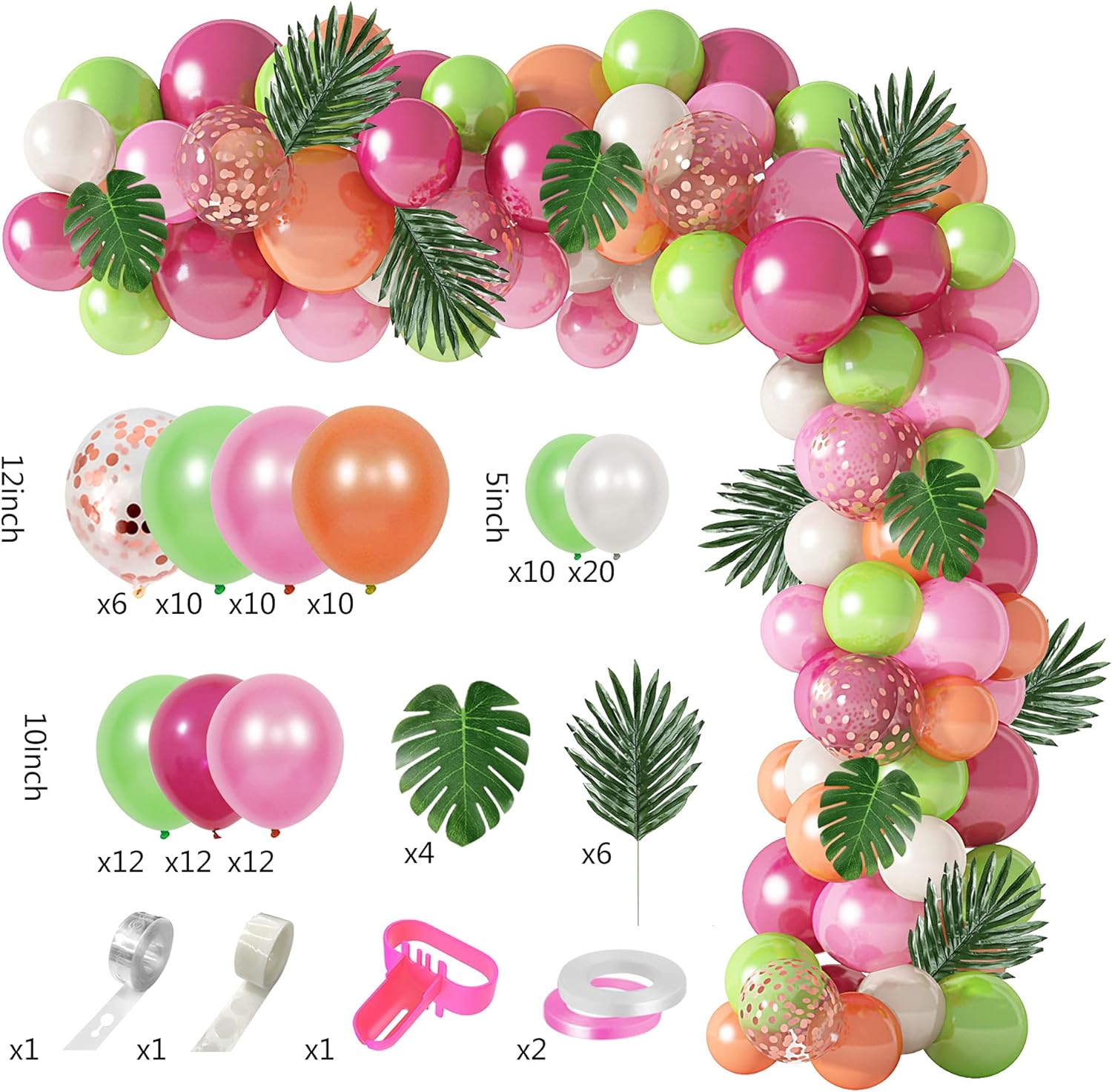 117Pcs Tropical Balloon Arch Garland Kit