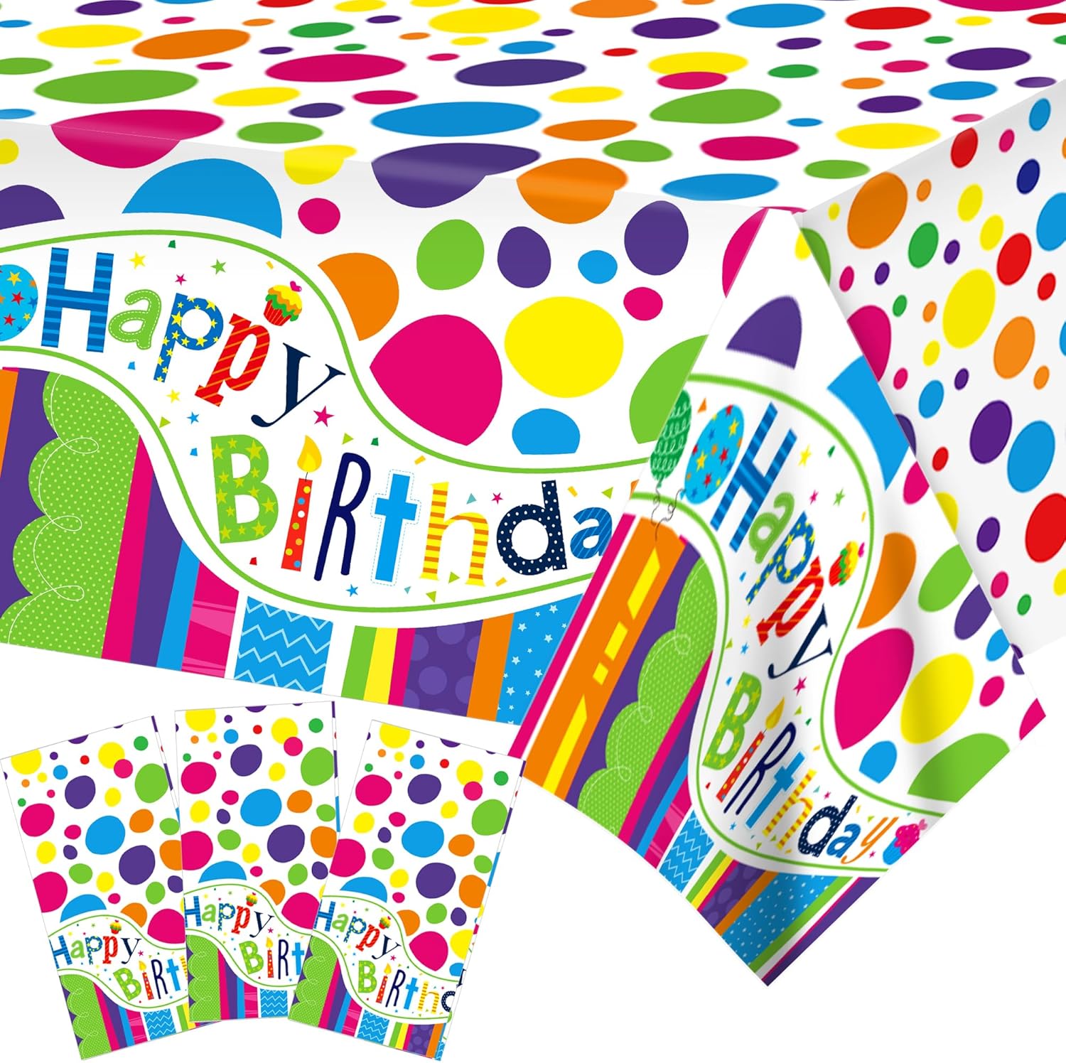 Adirasenotek 3Pcs Birthday Tablecloth Decorations