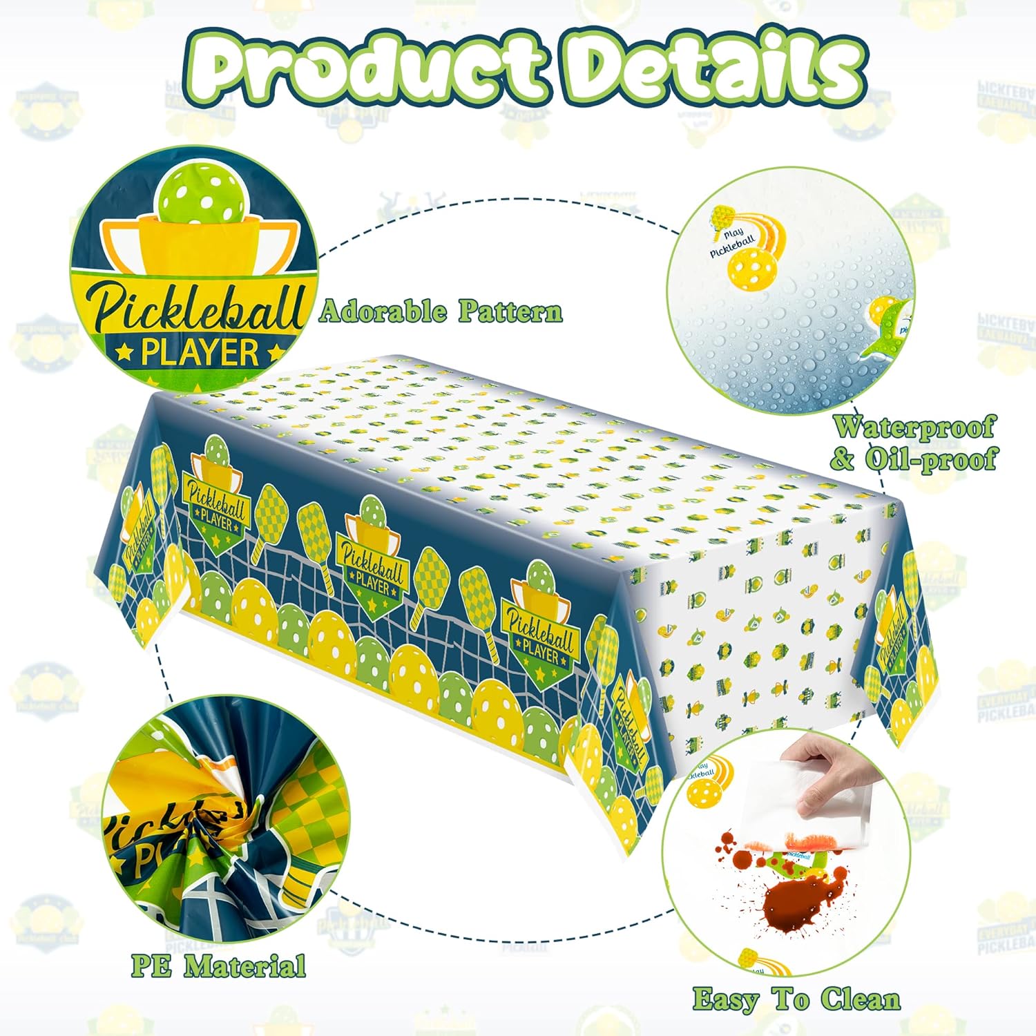 Pickleball Table Cover Set of 3 Waterproof Plastic Tablecloth