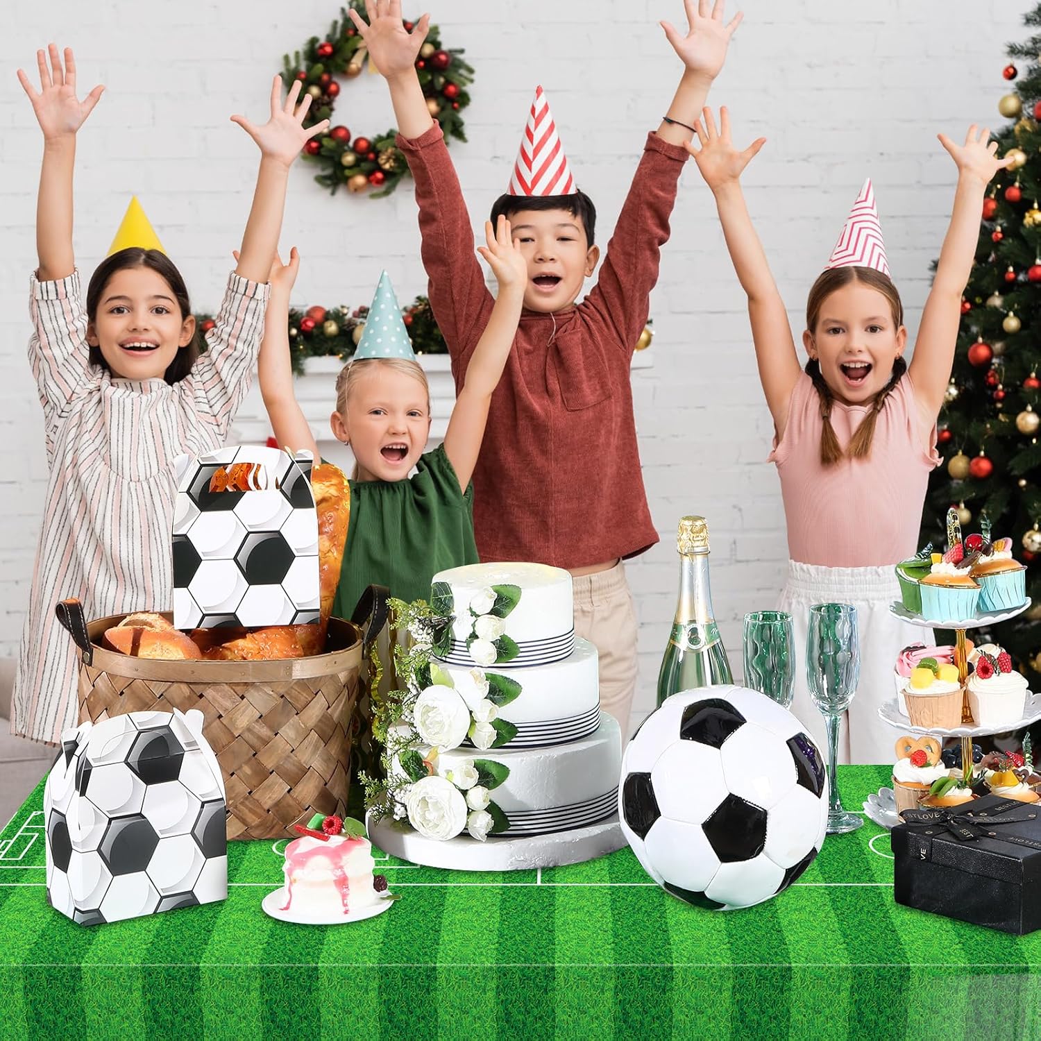 Buryeah 3 Pcs Soccer Themed Tablecloths 54x108 Inches