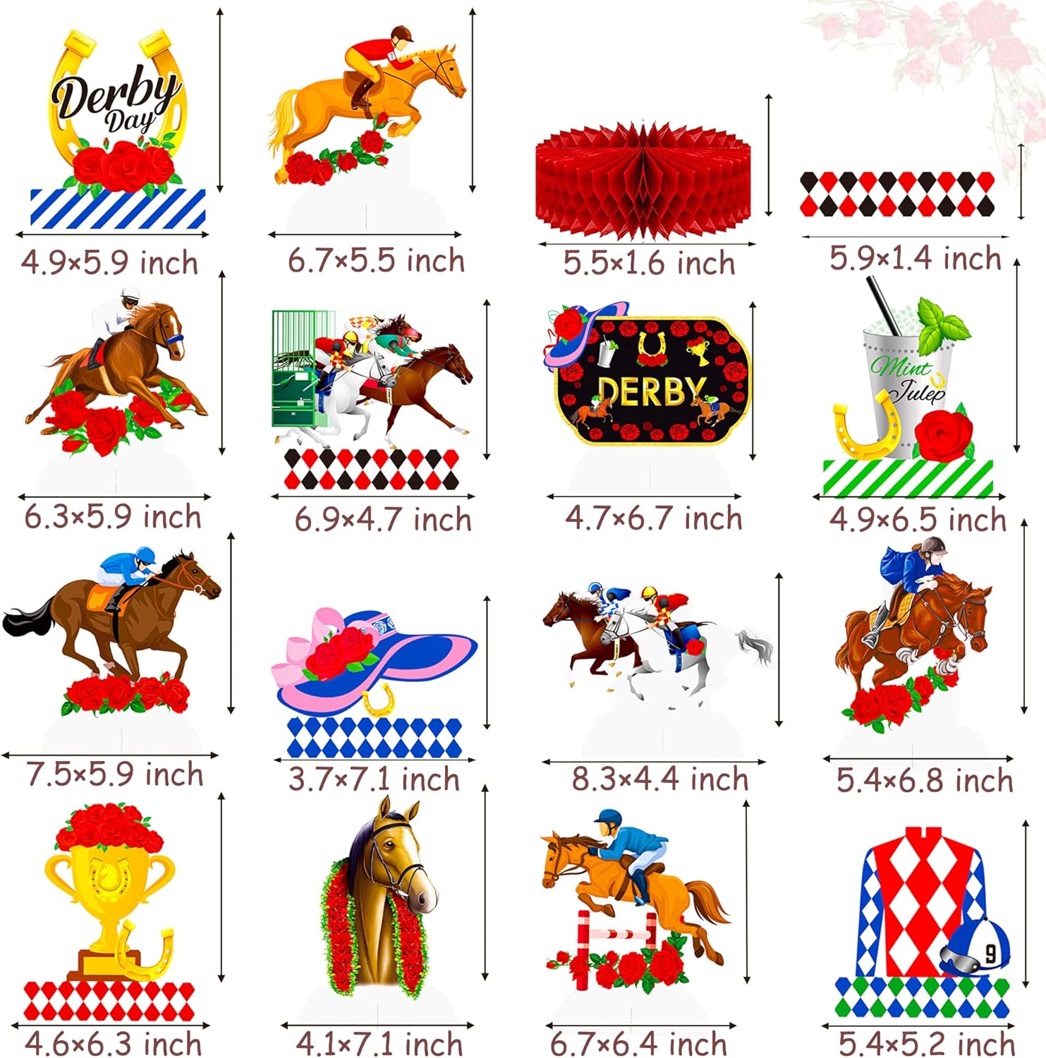 Umoin 14pcs Derby Day Honeycomb Centerpieces