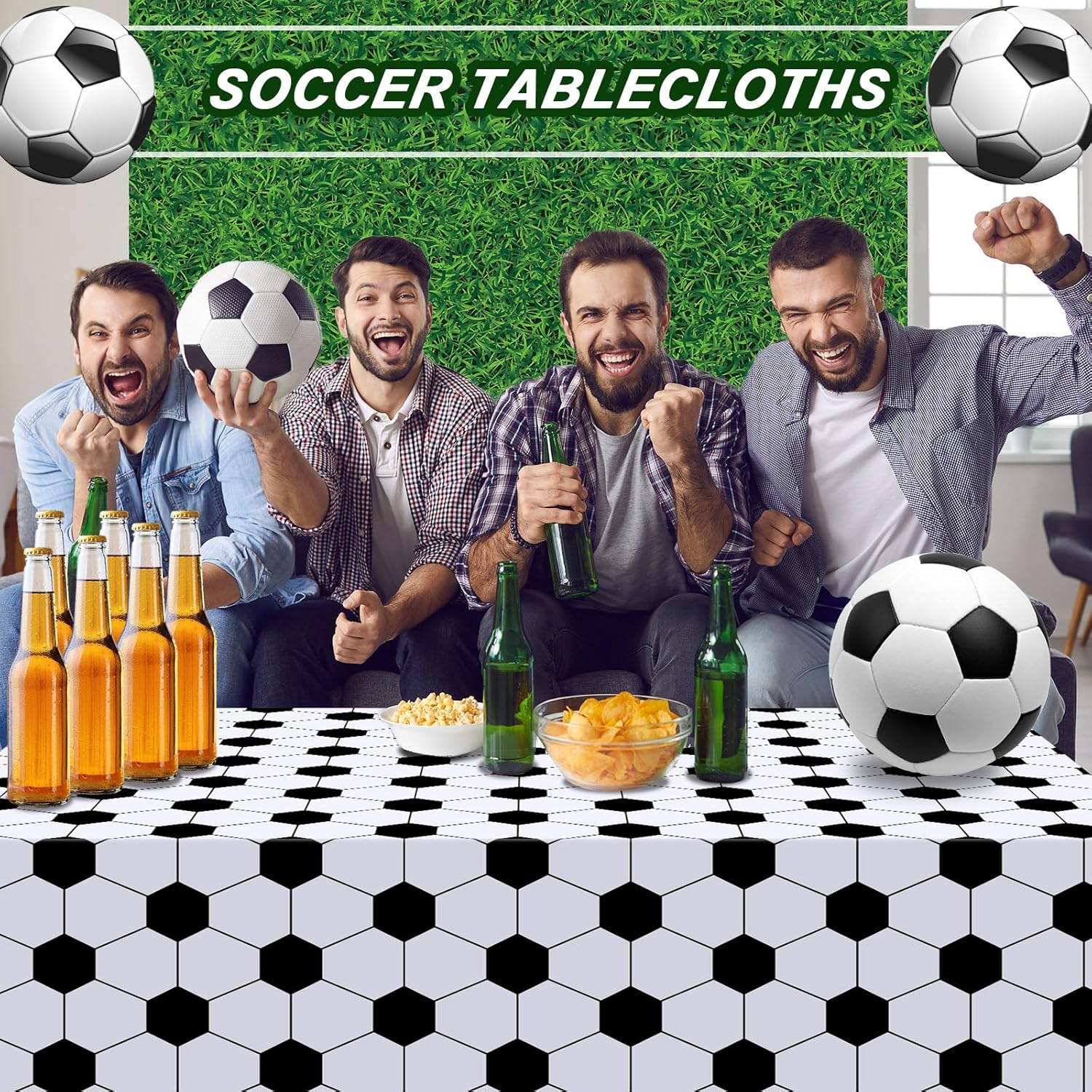 Preboun 5 Pcs Sports Themed Tablecloths for Birthday Party