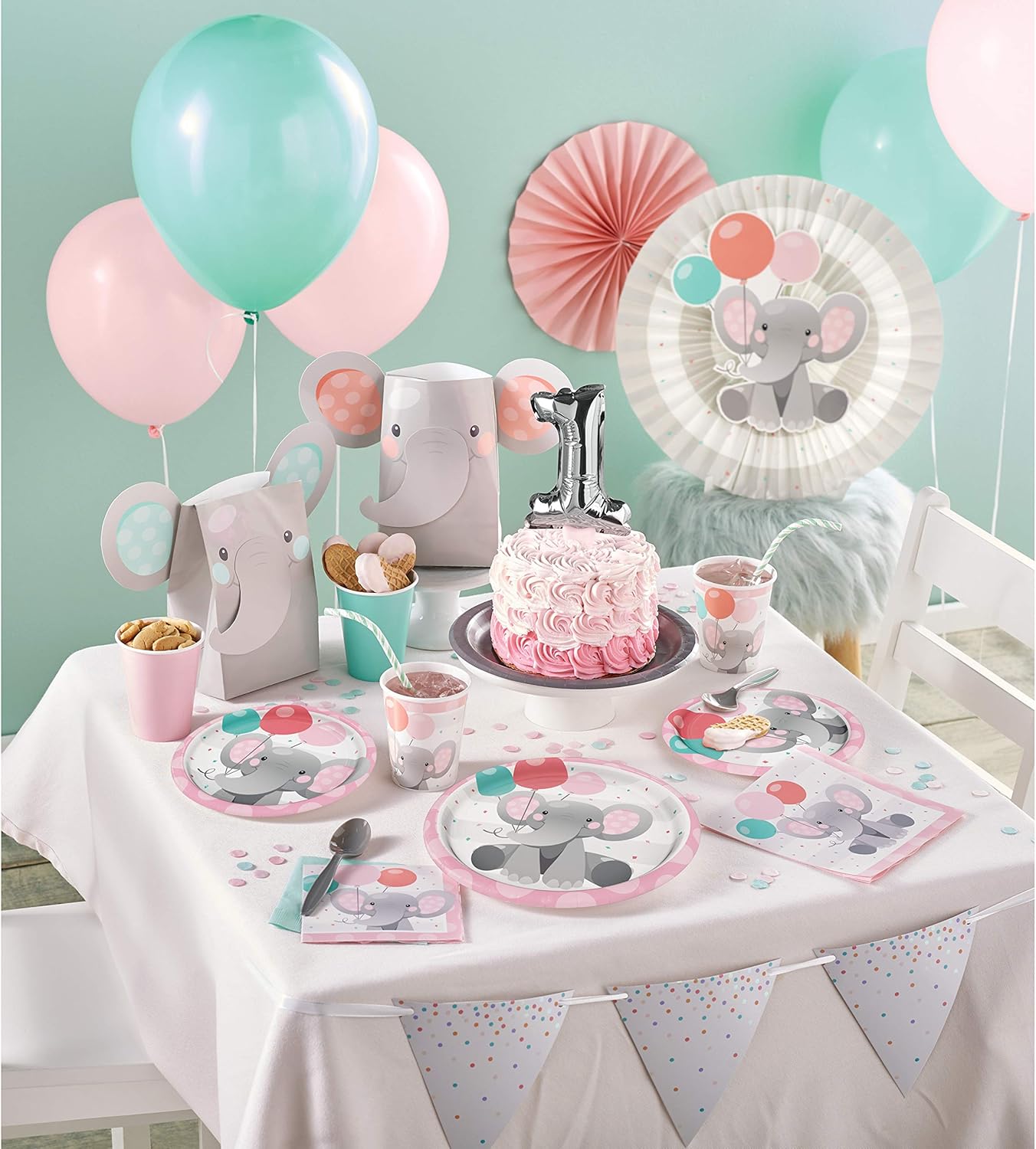 Creative Converting Enchanting Elephants Girl Tablecloth