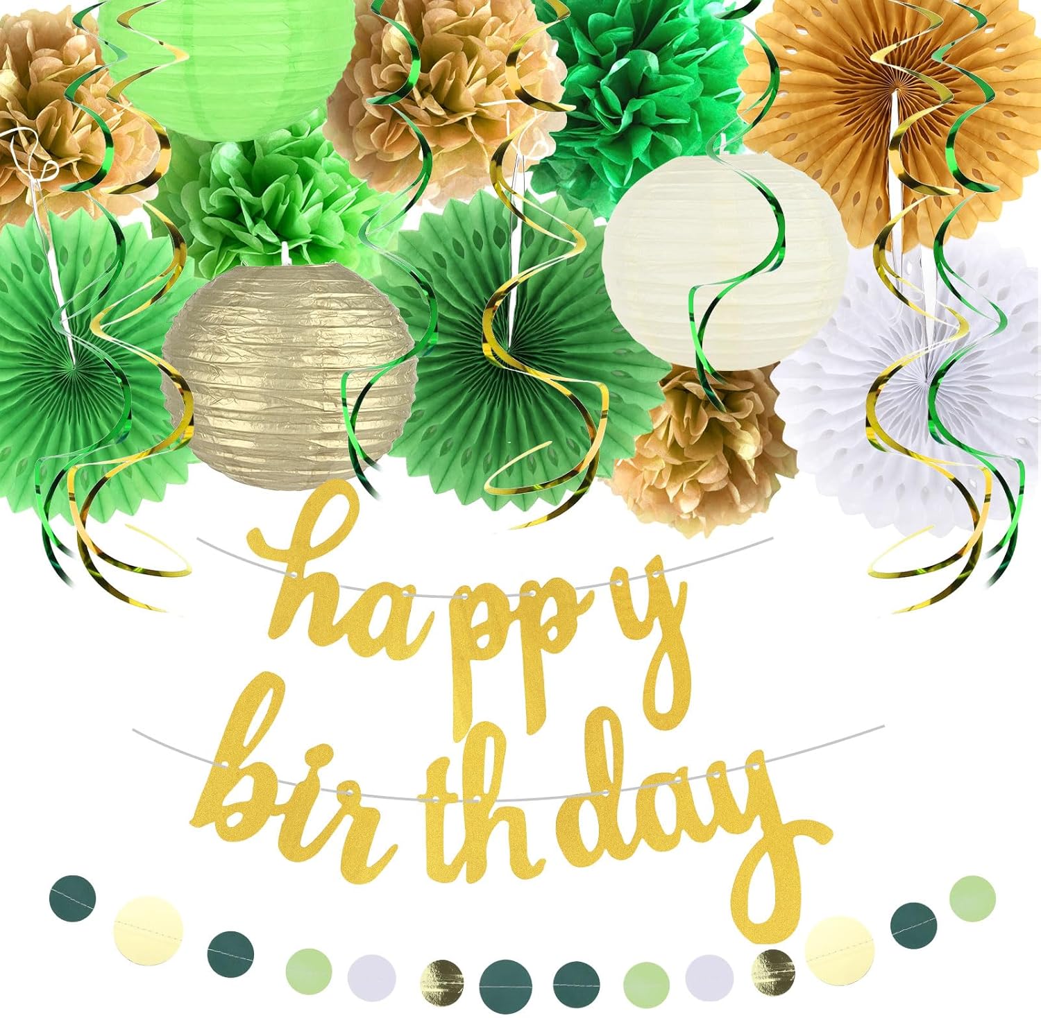 CAVETEE Birthday Decoration Set for Women and Girls - Green