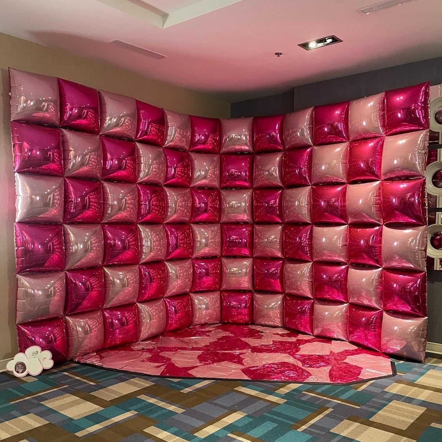 Hot Pink and Rose Double Sided Square Foil Balloons Wall