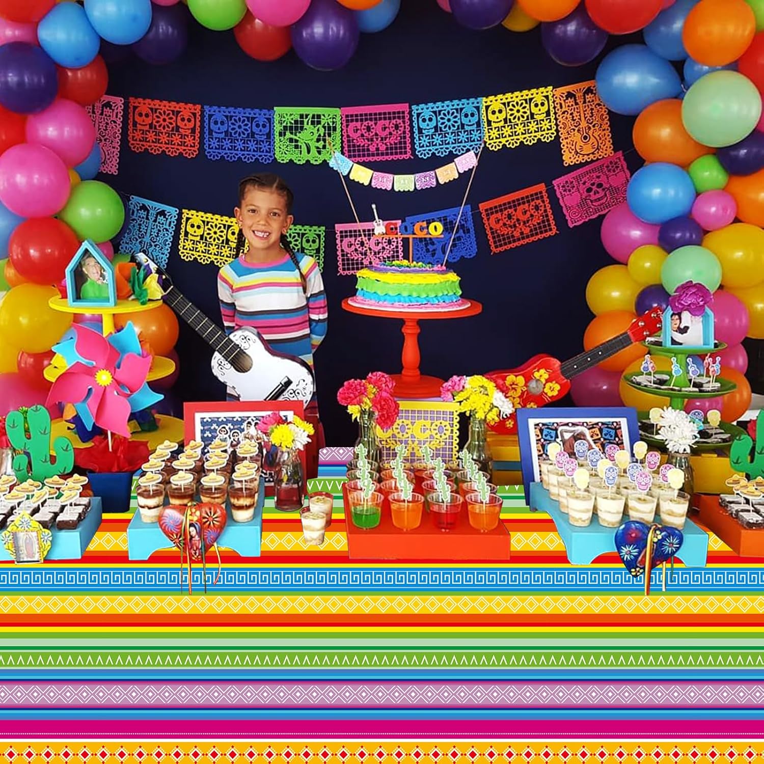 3 Mexican Fiesta Tablecloths 108x54 Inches Set
