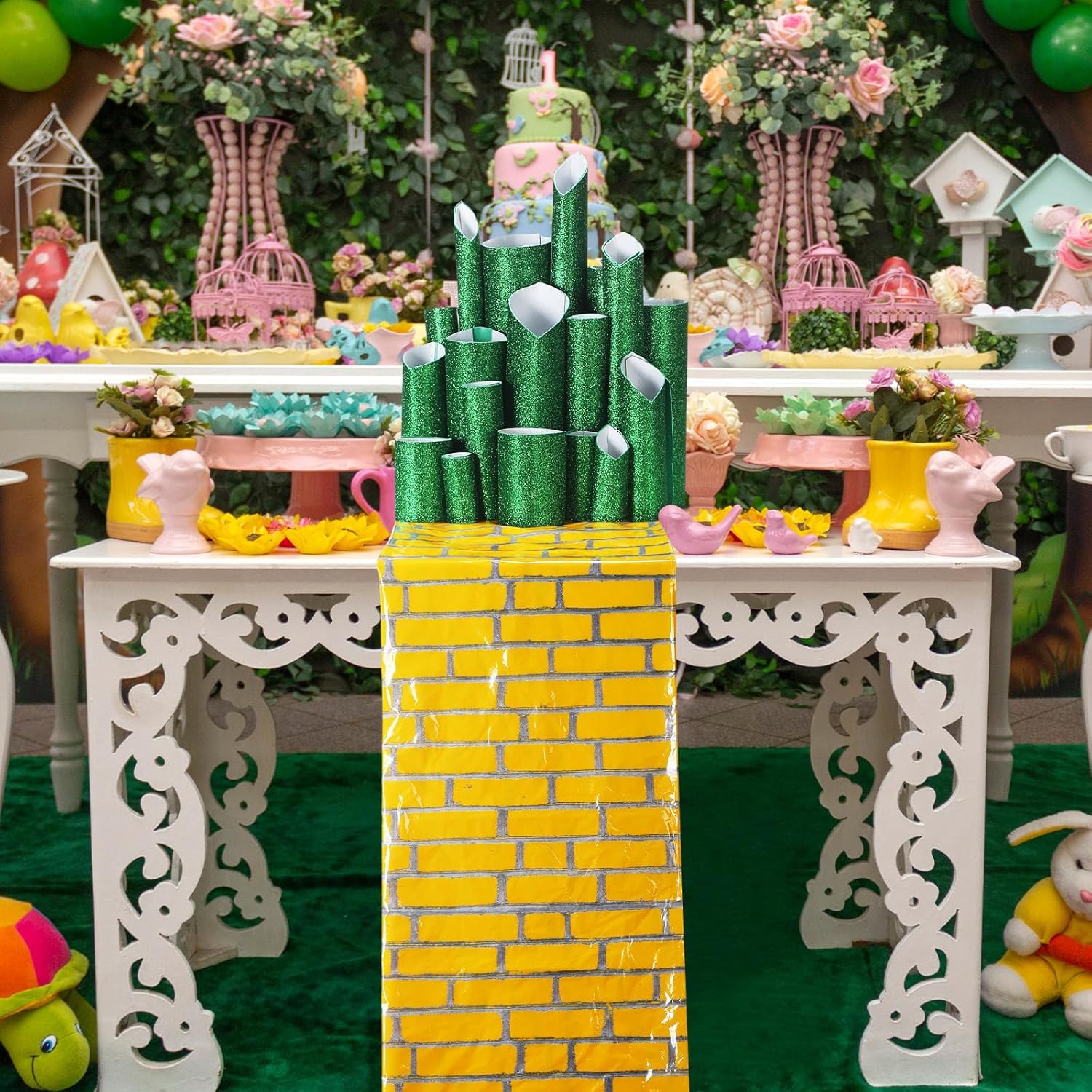 6 Pcs Wizard Party Decorations DIY Green Castle Backdrop