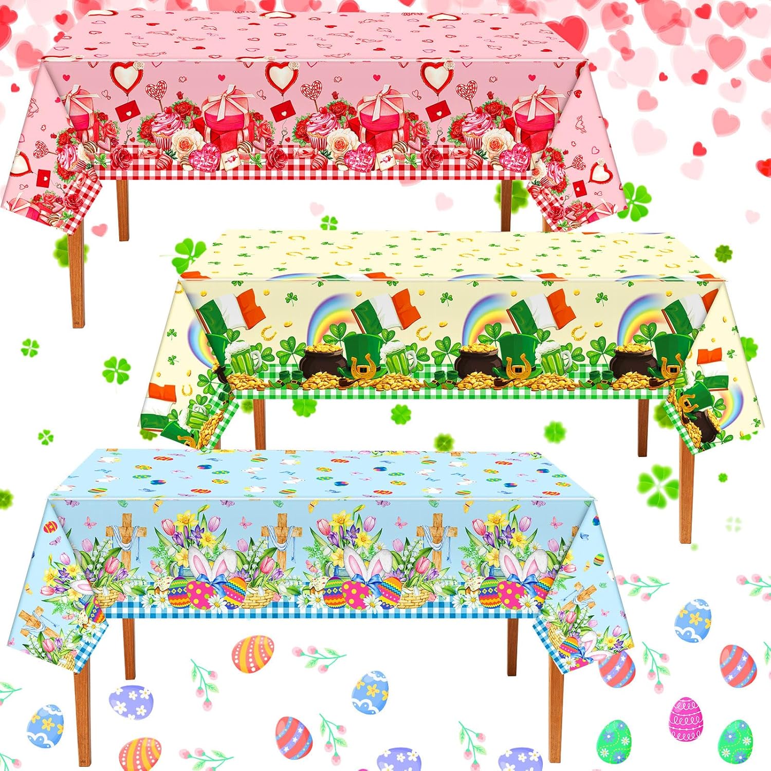 Oudain 3 Pcs St Patricks Day Tablecloth Set