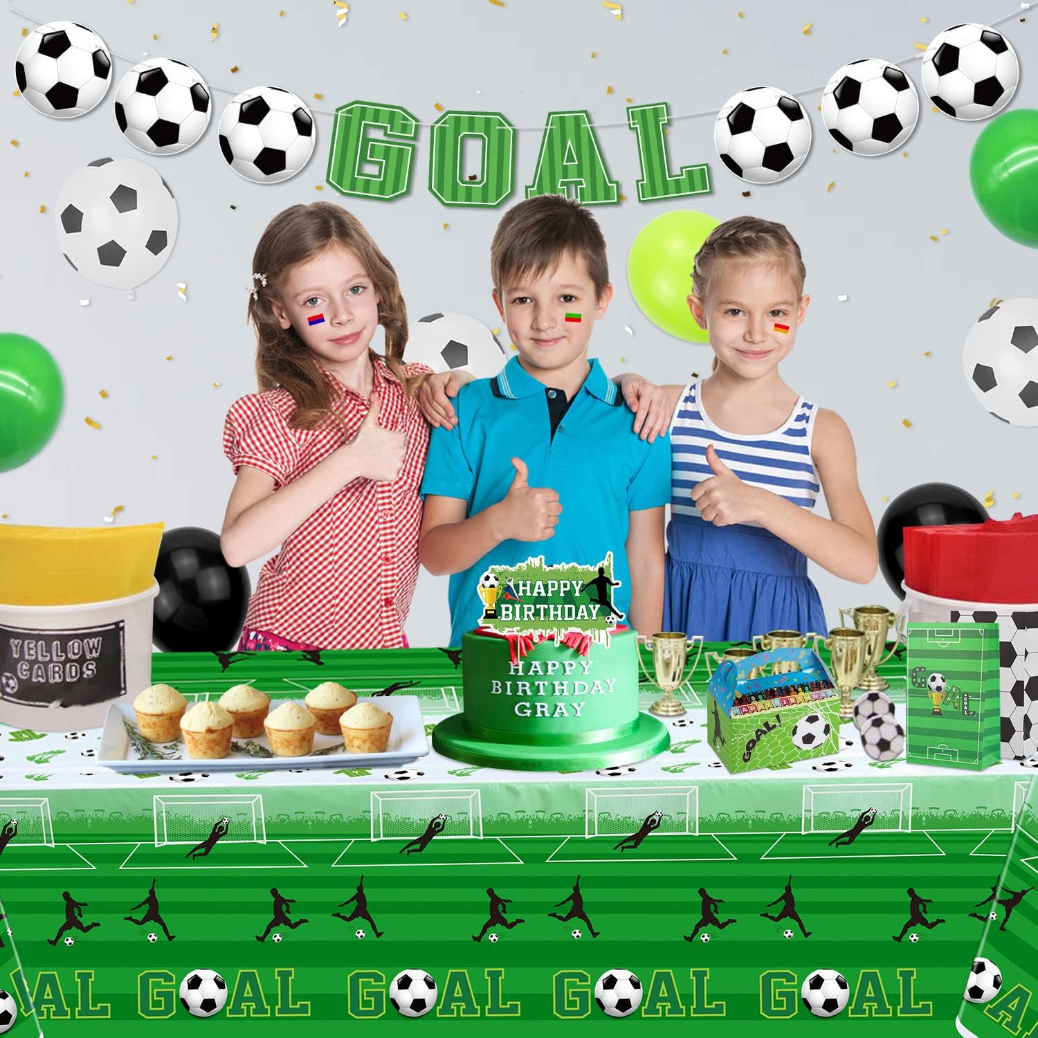 4 Pack Soccer Party Tablecloths - 51x106 Inches Disposable Cover