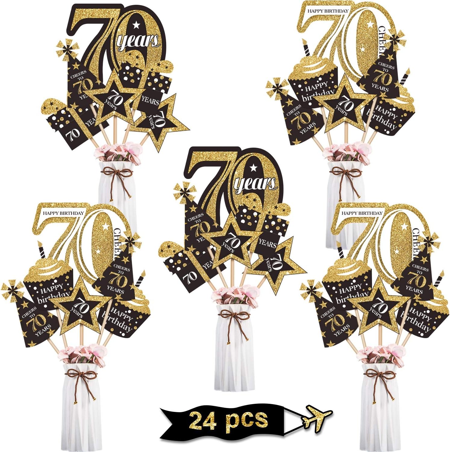 Blulu 70th Birthday Decor Centerpiece Set 24 Pieces